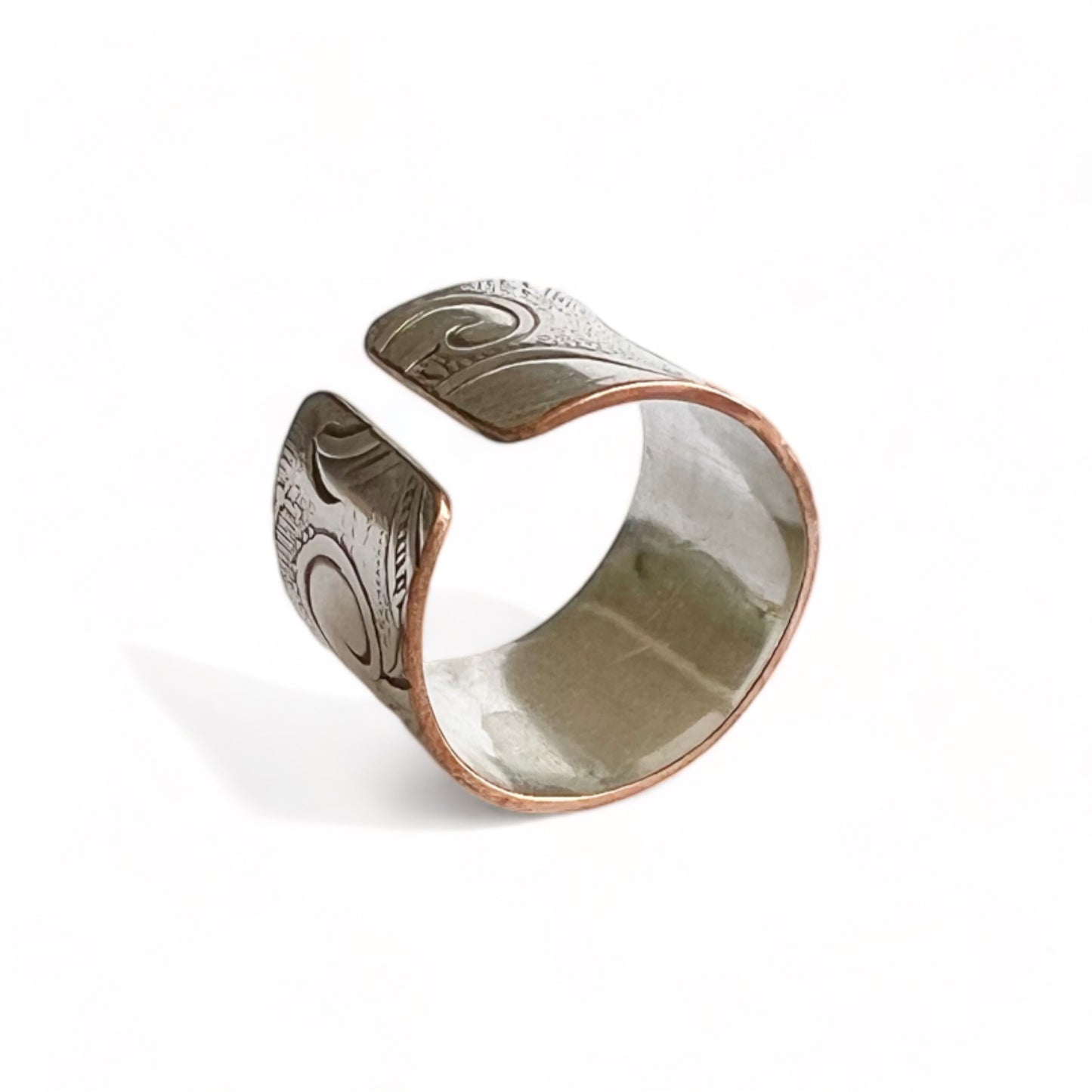 Silver and Copper Vintage Cuff Ring Size 7.5