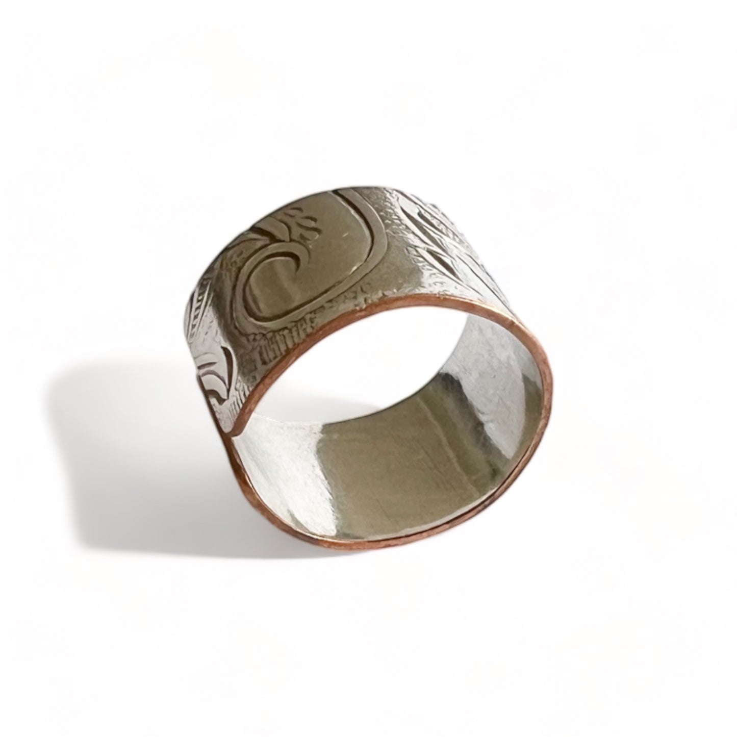 Silver and Copper Vintage Cuff Ring Size 7.5