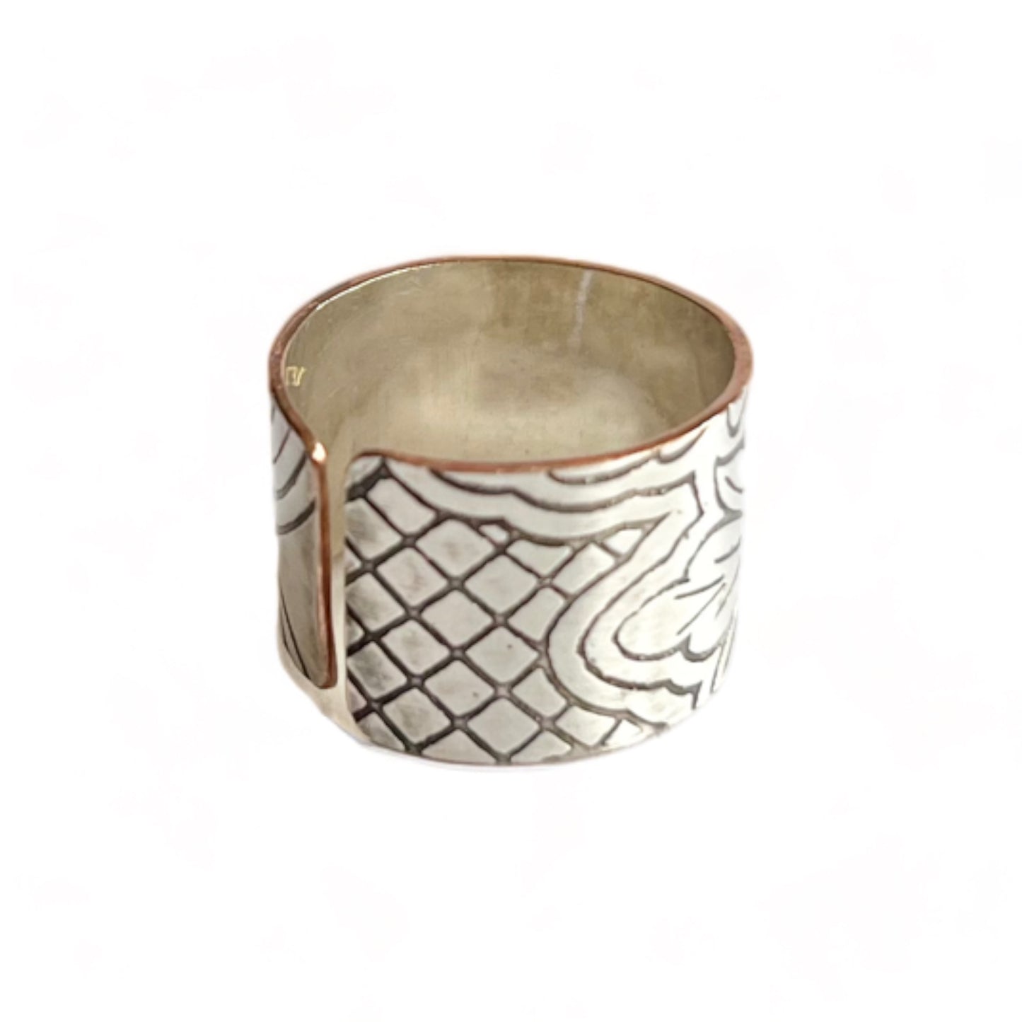 Silver and Copper Vintage Cuff Ring Size 8.5