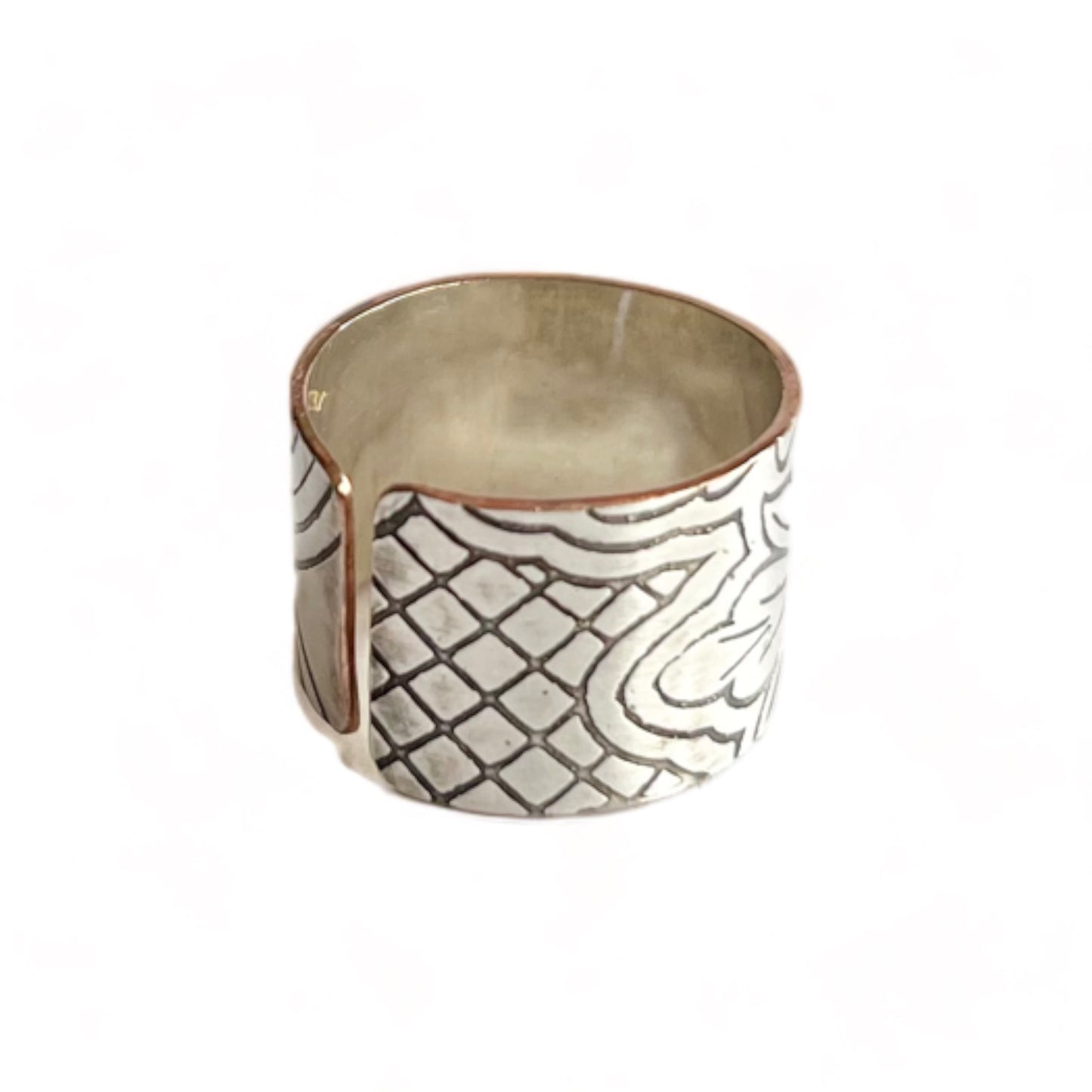 Silver and Copper Vintage Cuff Ring Size 8.5