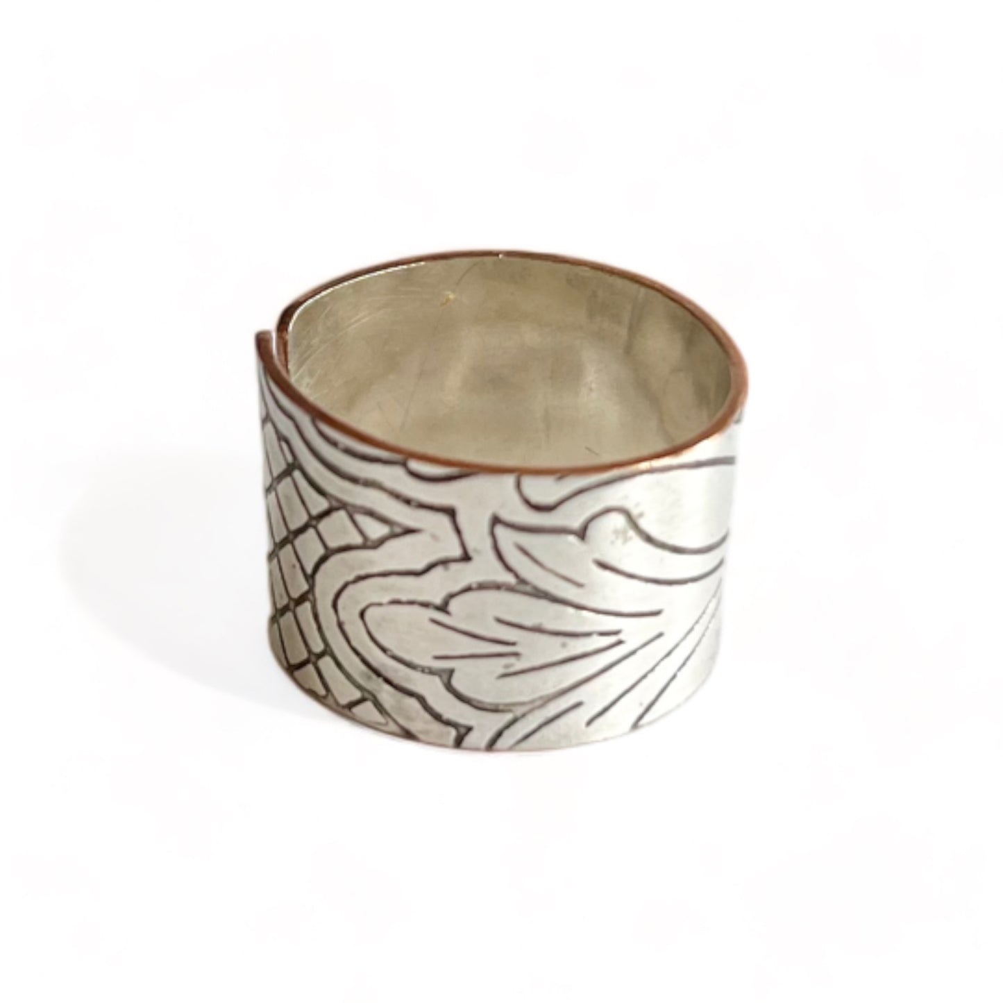 Silver and Copper Vintage Cuff Ring Size 8.5