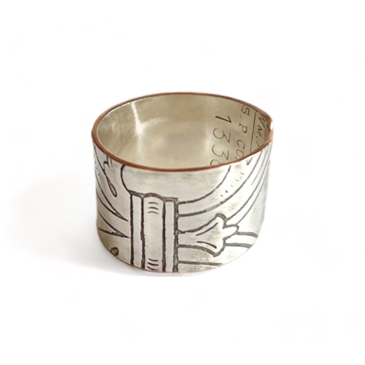 Silver and Copper Vintage Cuff Ring Size 8.5