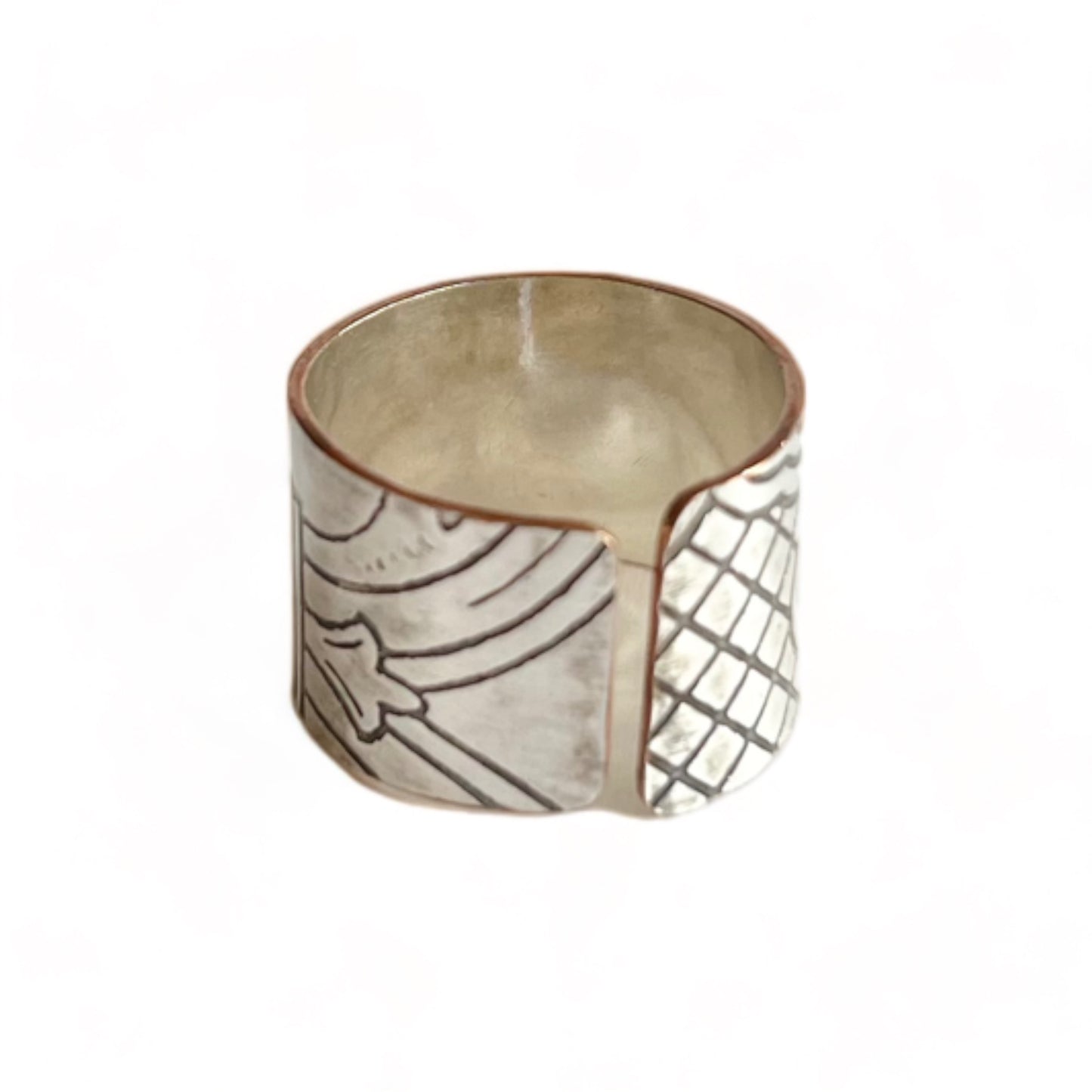 Silver and Copper Vintage Cuff Ring Size 8.5