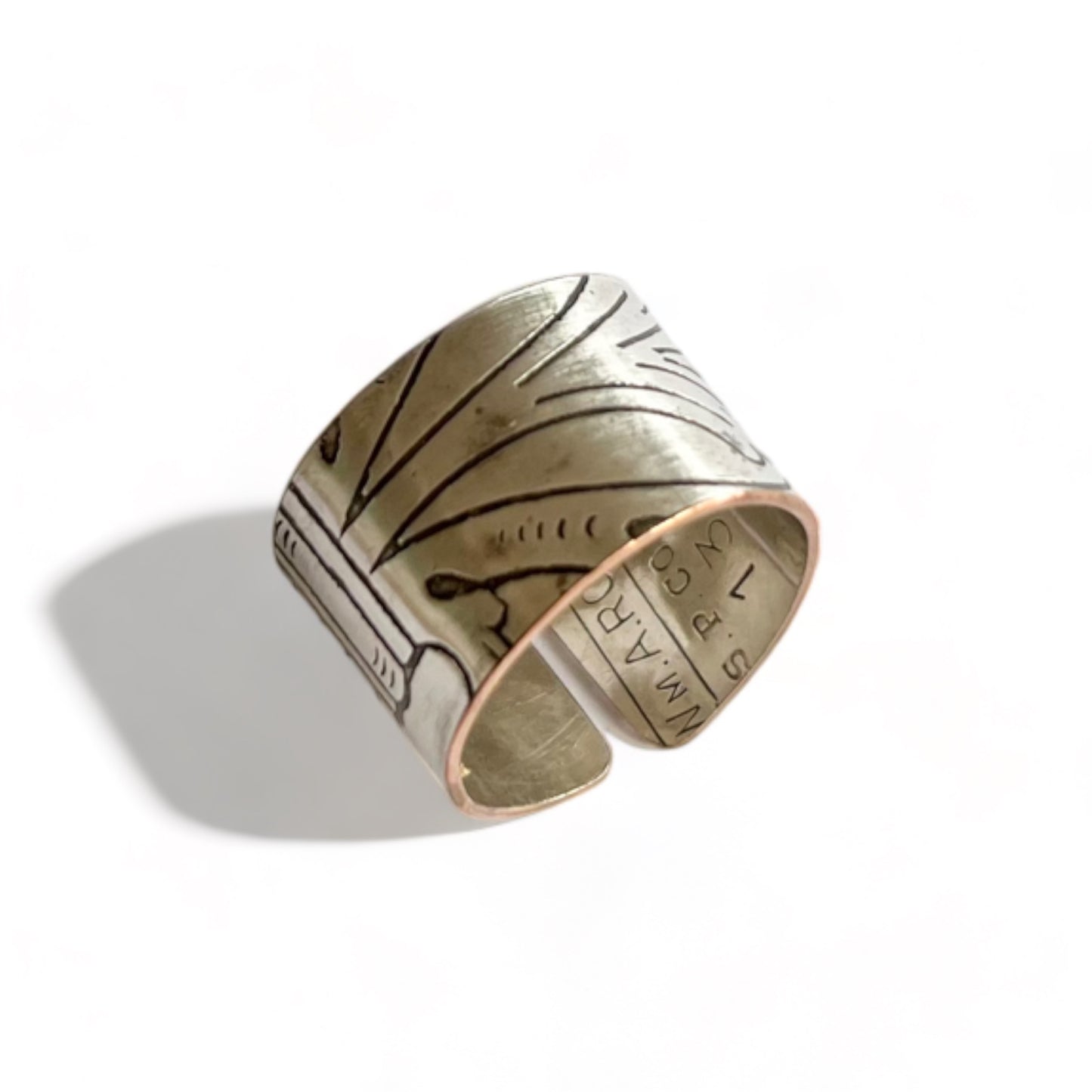 Silver and Copper Vintage Cuff Ring Size 8.5