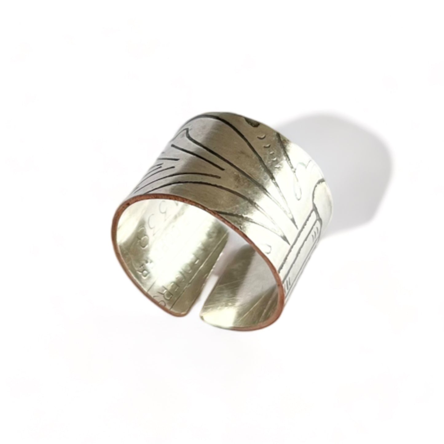 Silver and Copper Vintage Cuff Ring Size 8.5