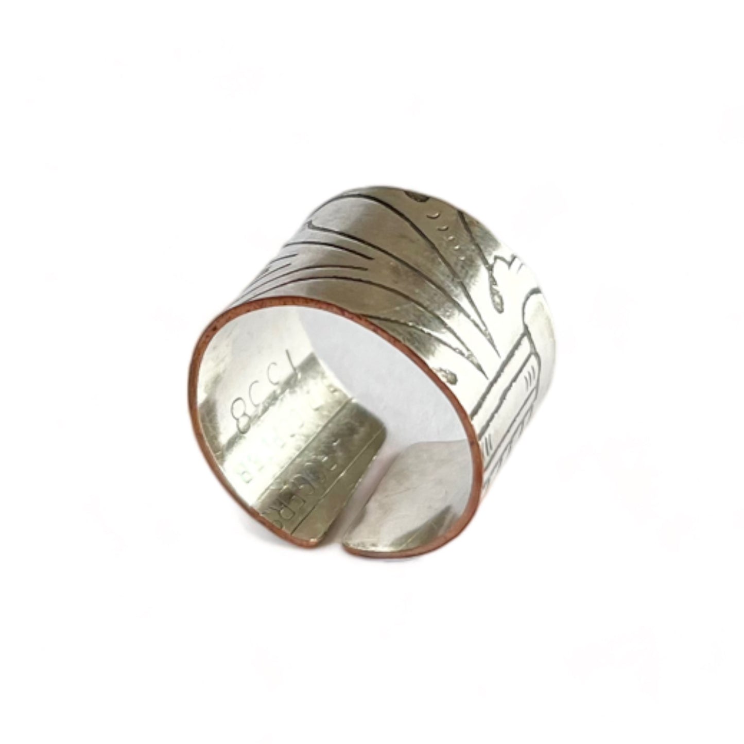 Silver and Copper Vintage Cuff Ring Size 8.5