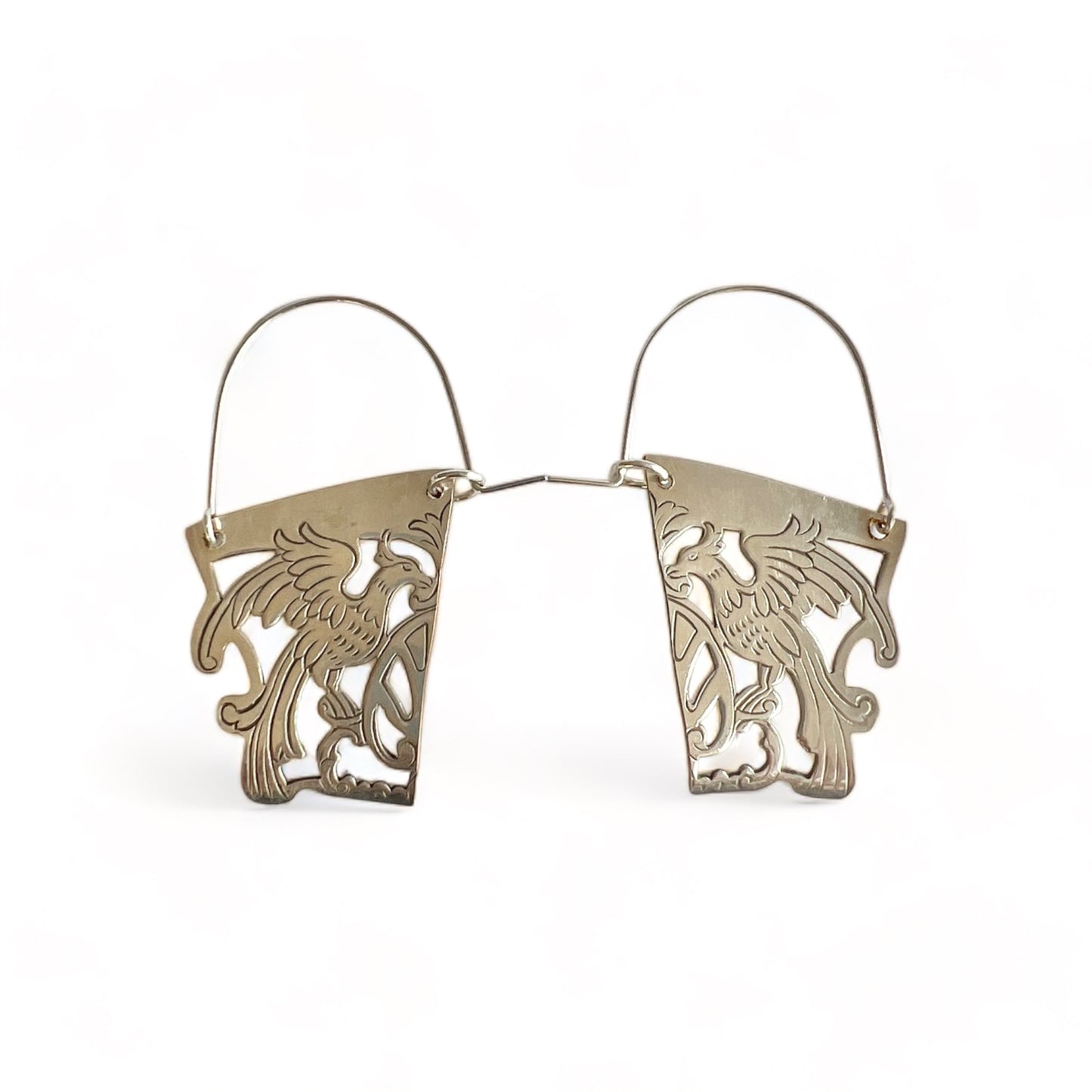 Bird of Paradise Silver Hoop Earrings