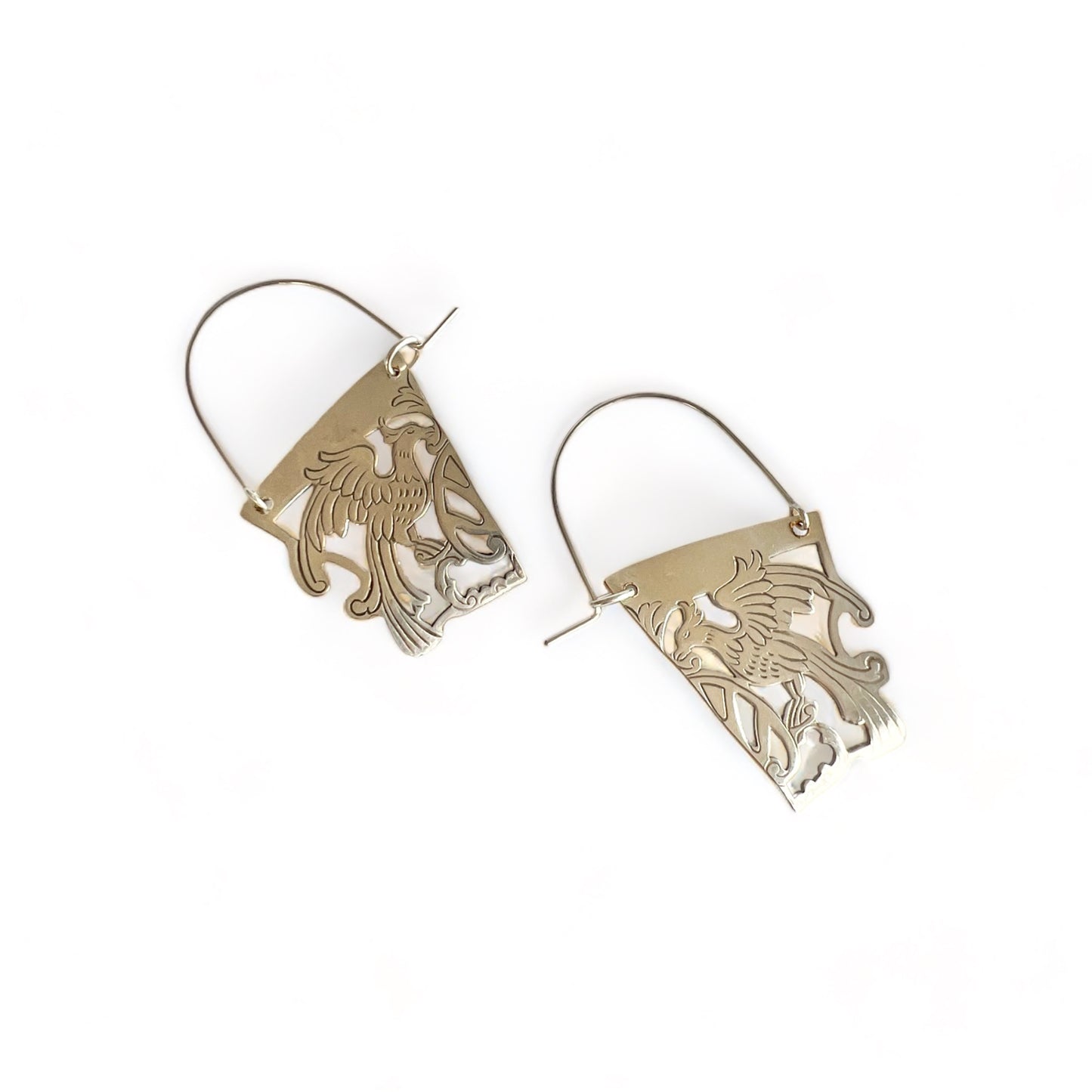 Bird of Paradise Silver Hoop Earrings
