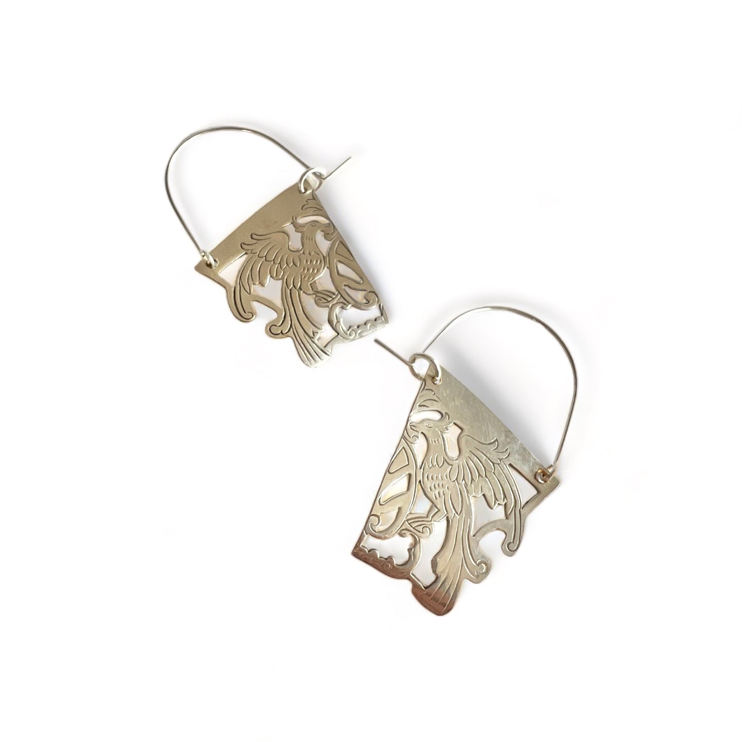 Bird of Paradise Silver Hoop Earrings