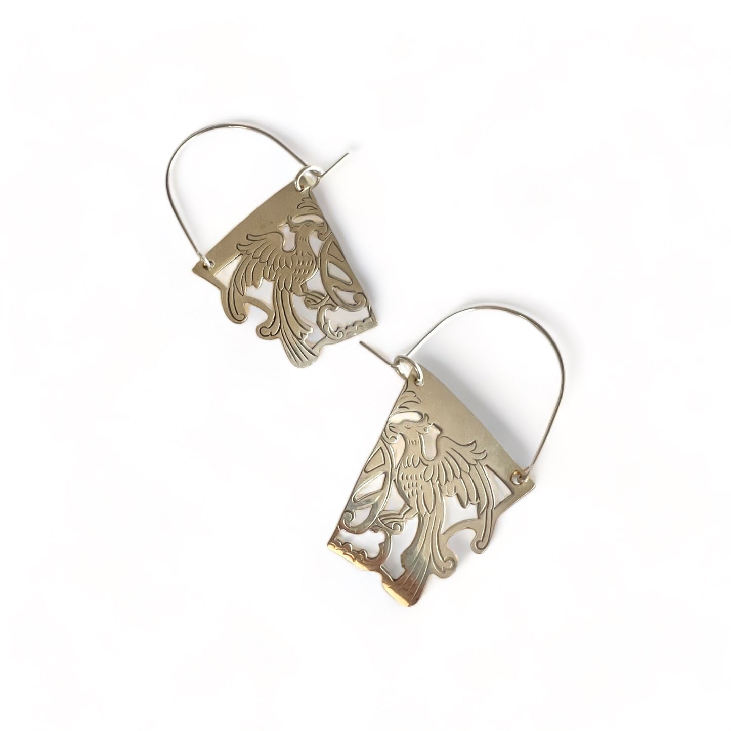 Bird of Paradise Silver Hoop Earrings