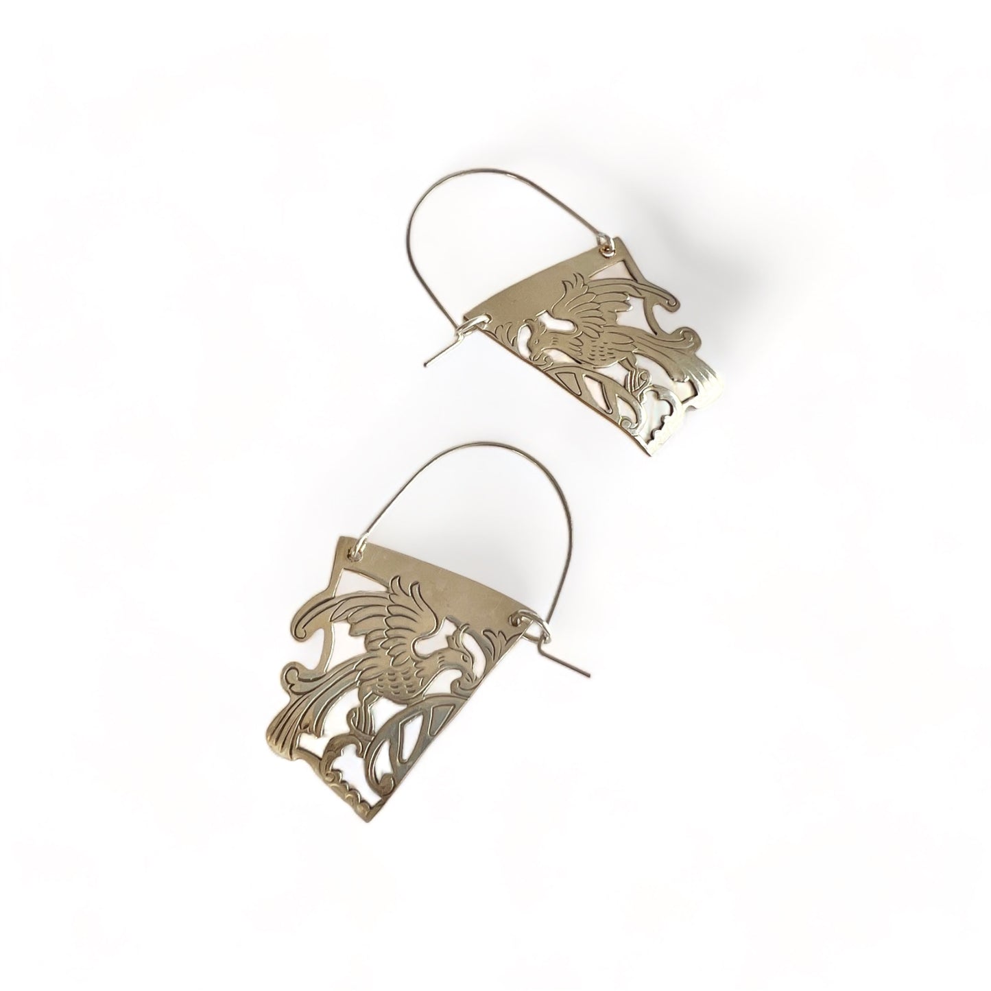 Bird of Paradise Silver Hoop Earrings