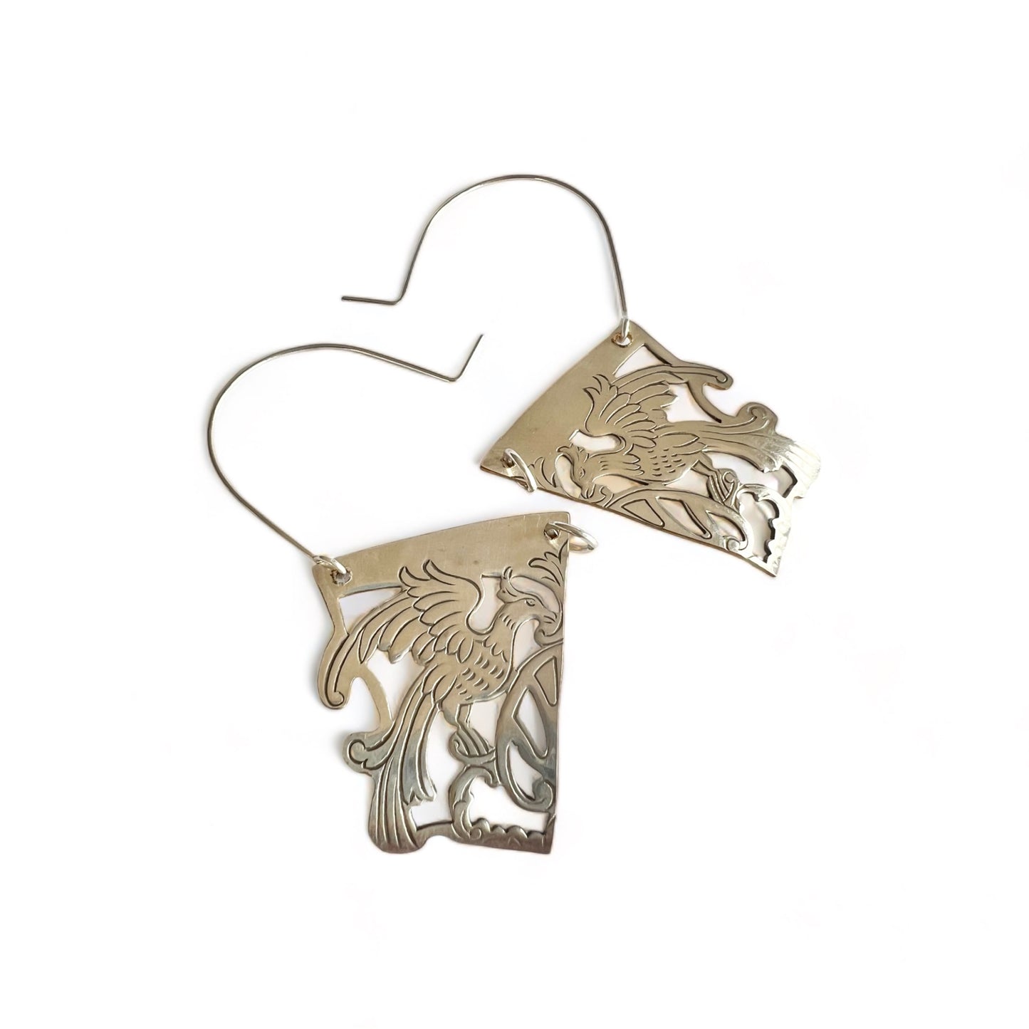Bird of Paradise Silver Hoop Earrings