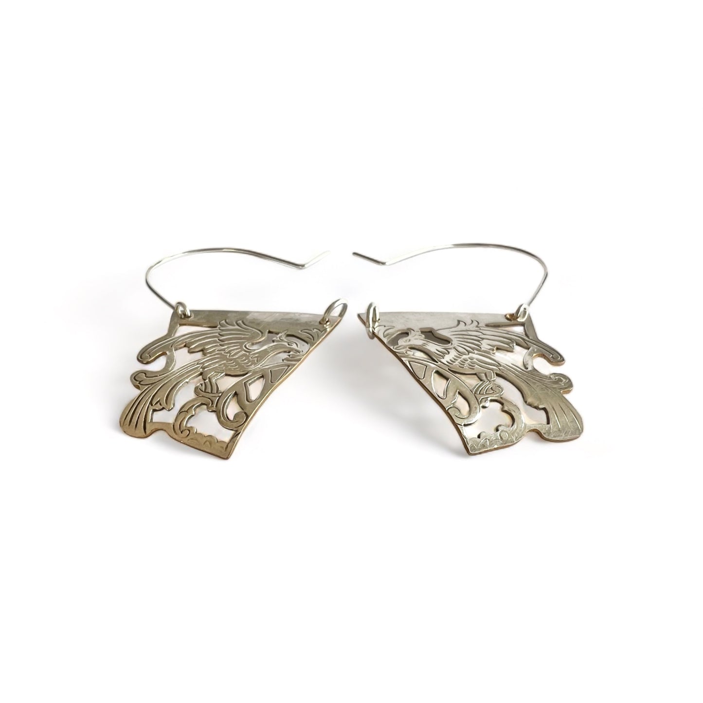 Bird of Paradise Silver Hoop Earrings