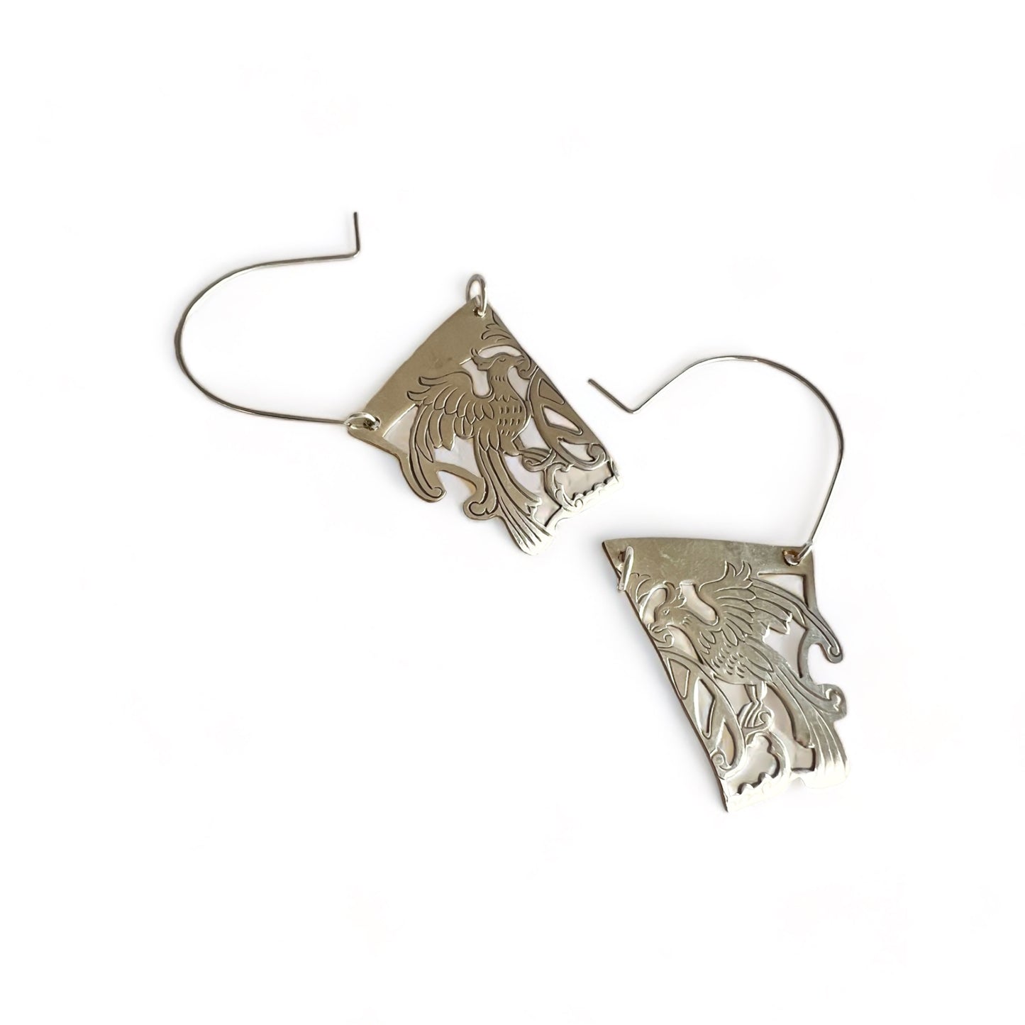 Bird of Paradise Silver Hoop Earrings