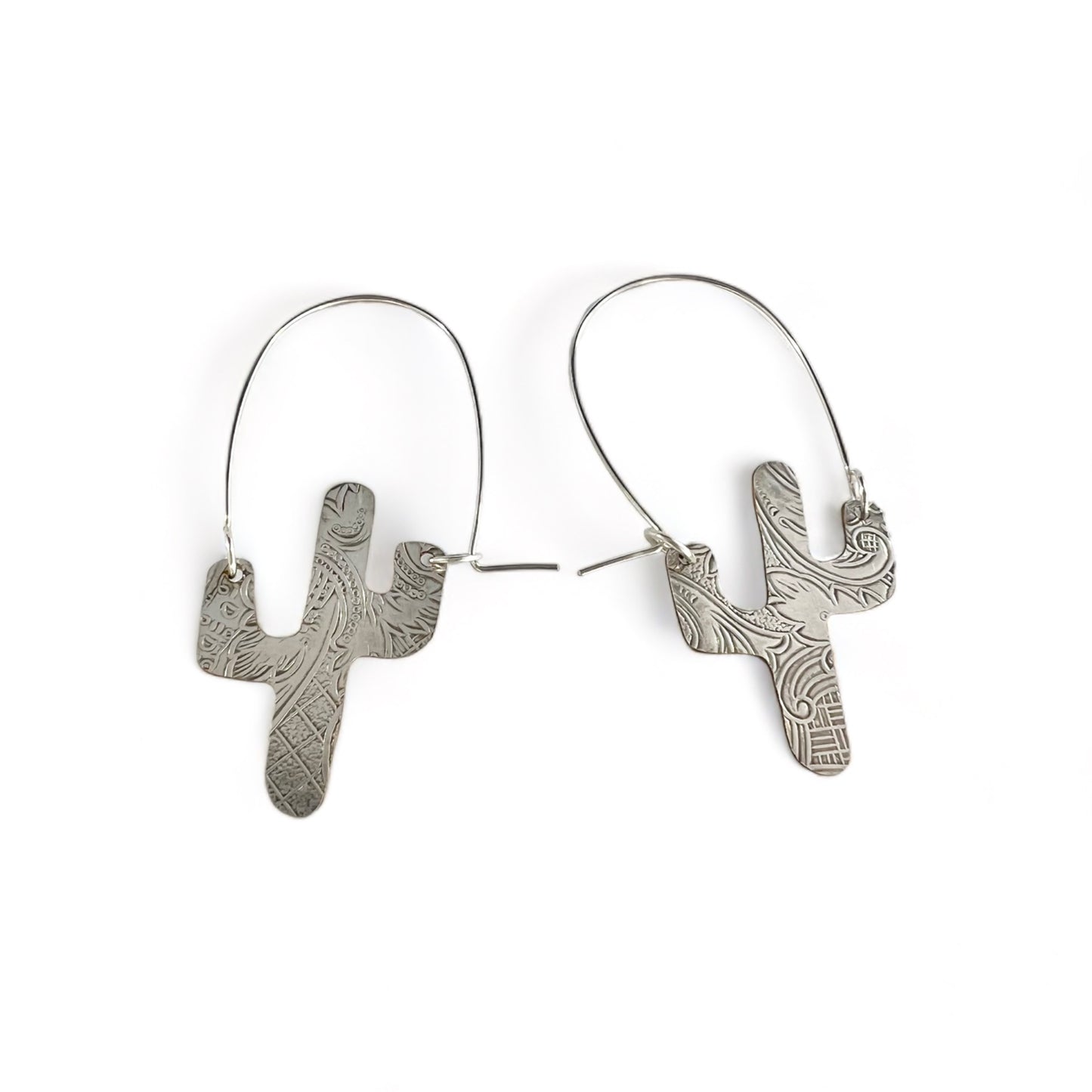 Silver Cactus Hoop Earrings