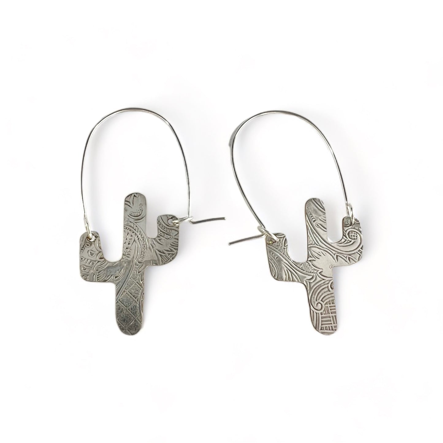 Silver Cactus Hoop Earrings