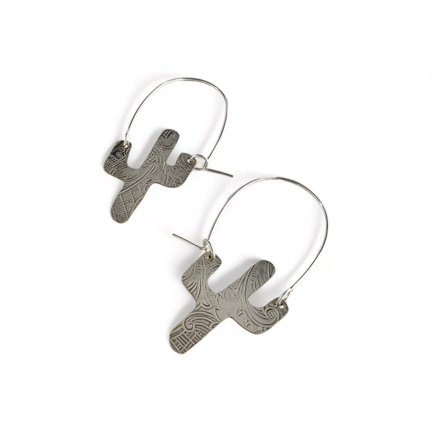 Silver Cactus Hoop Earrings
