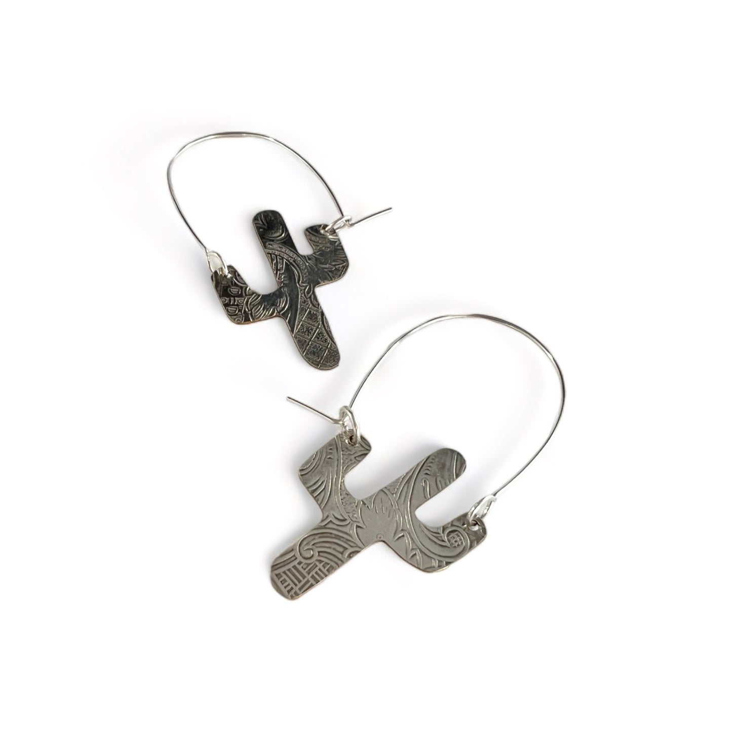 Silver Cactus Hoop Earrings