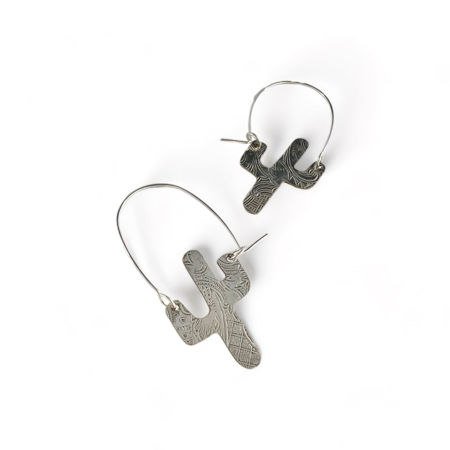 Silver Cactus Hoop Earrings