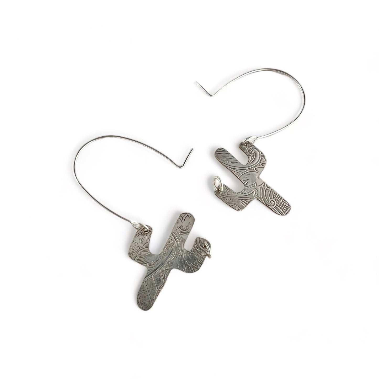 Silver Cactus Hoop Earrings