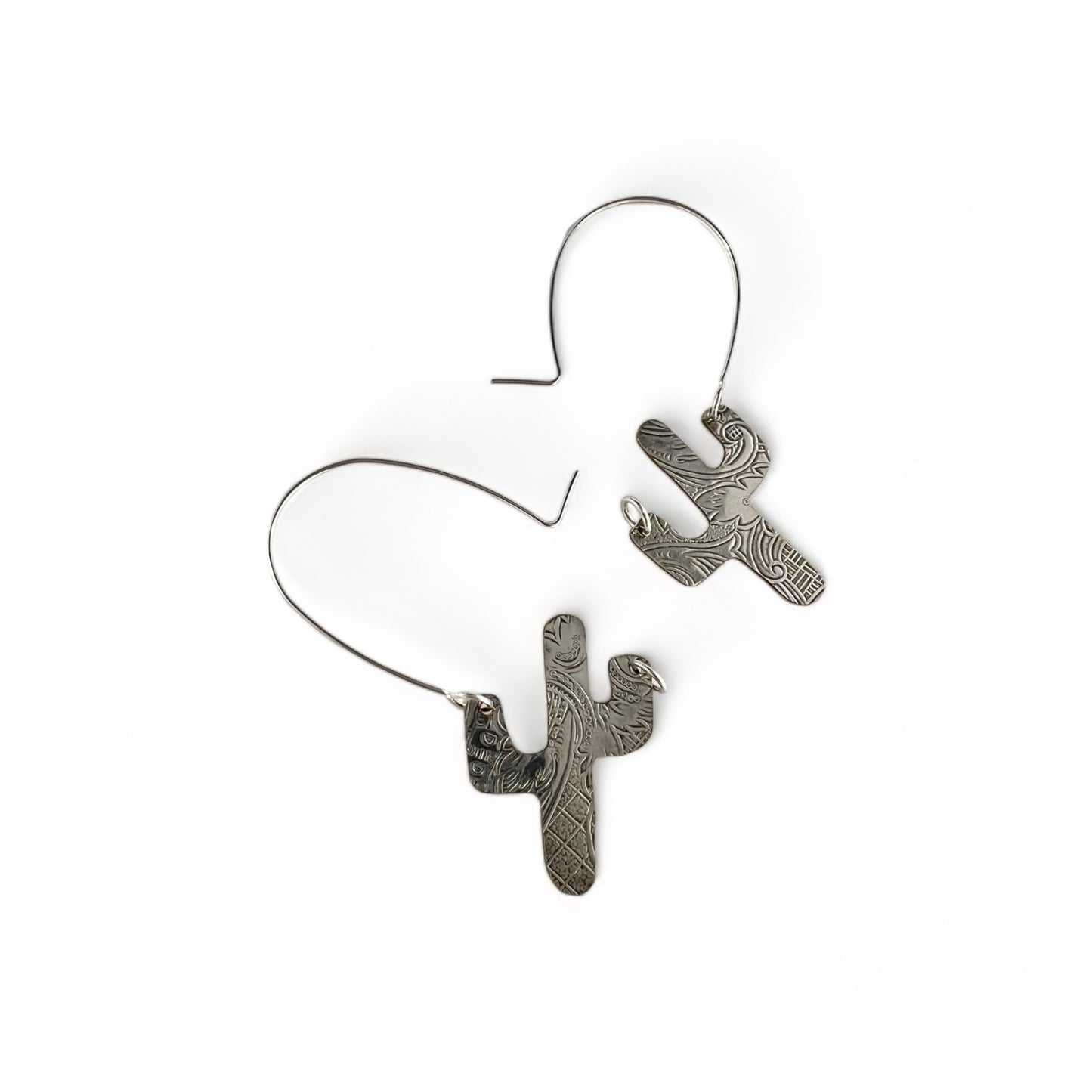 Silver Cactus Hoop Earrings