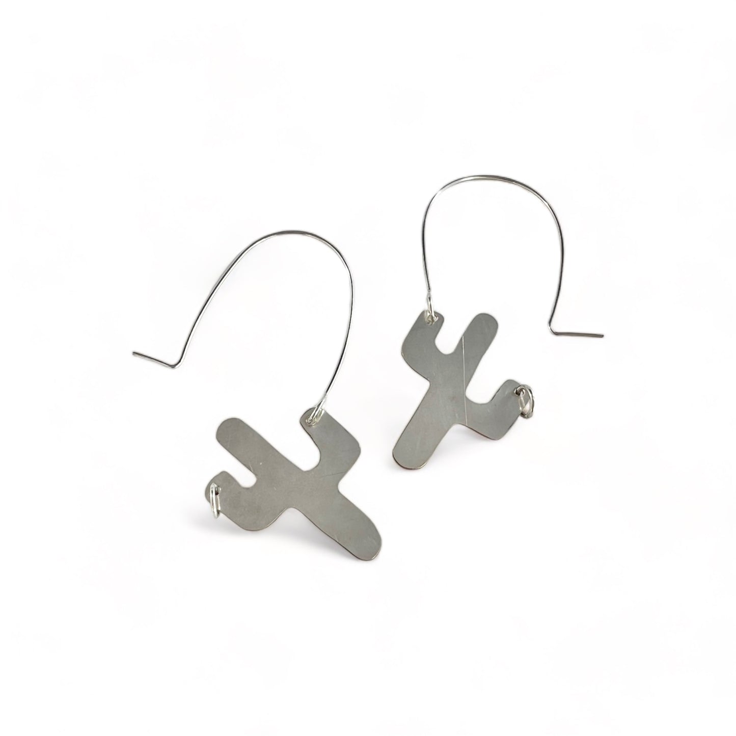 Silver Cactus Hoop Earrings