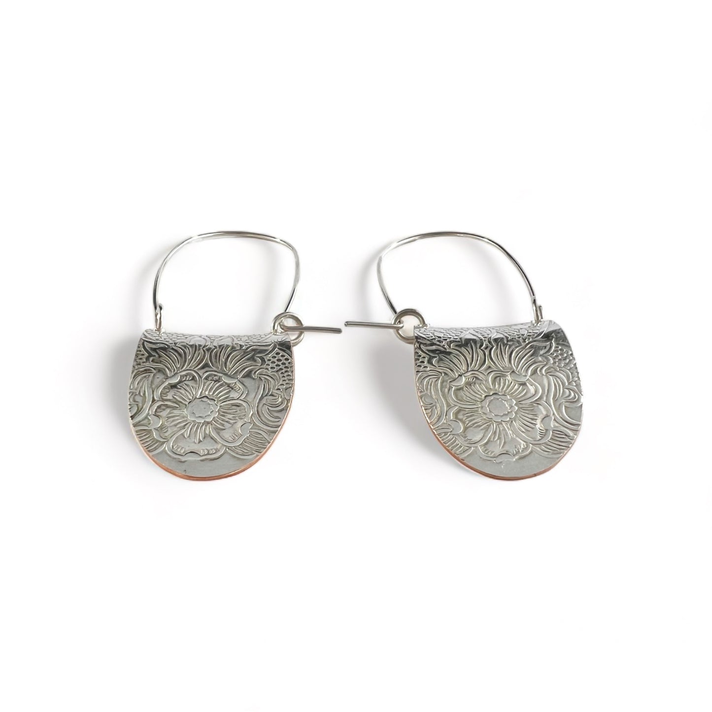 Silver Floral Hoop Earrings