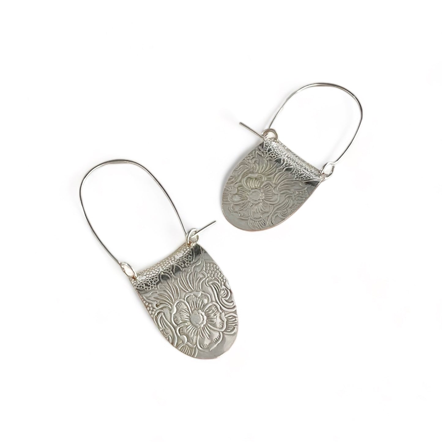 Silver Floral Hoop Earrings