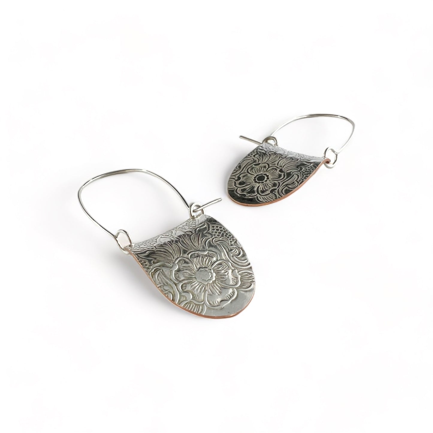 Silver Floral Hoop Earrings