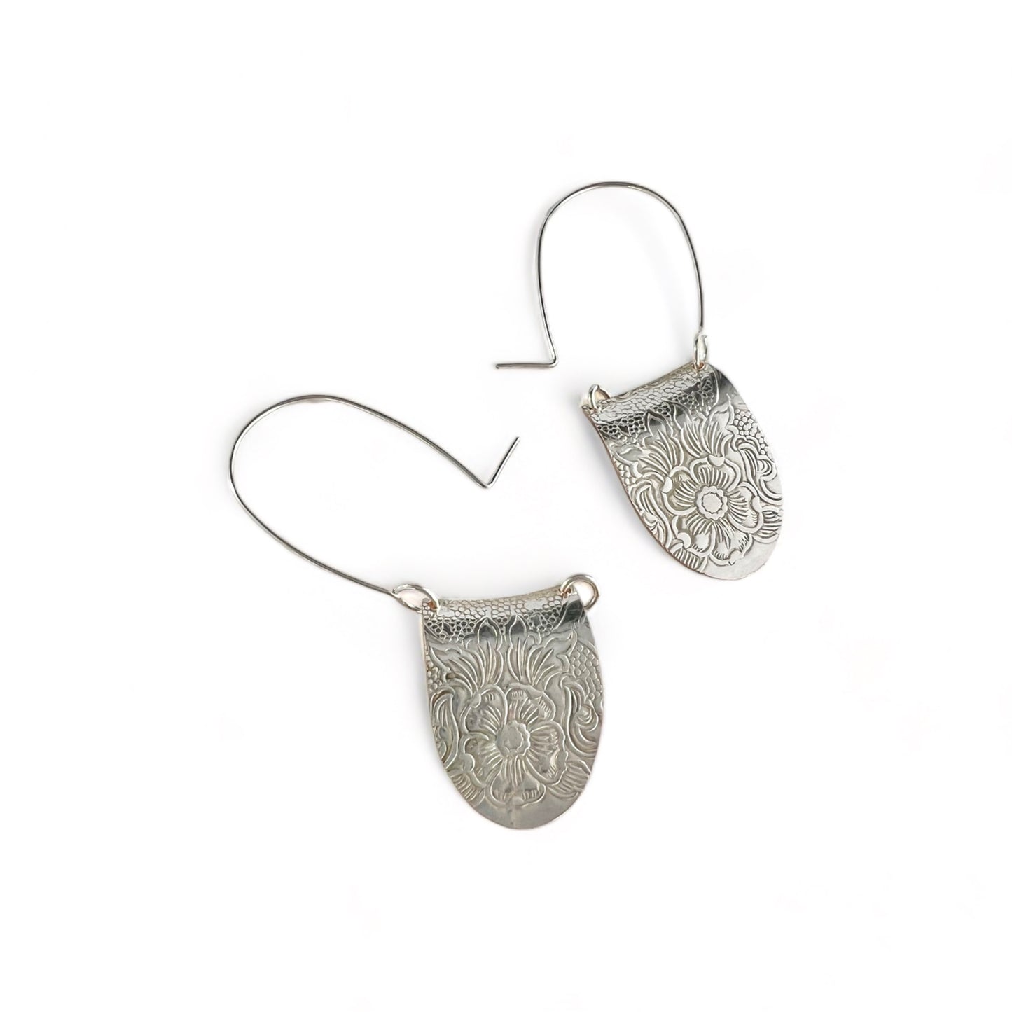 Silver Floral Hoop Earrings