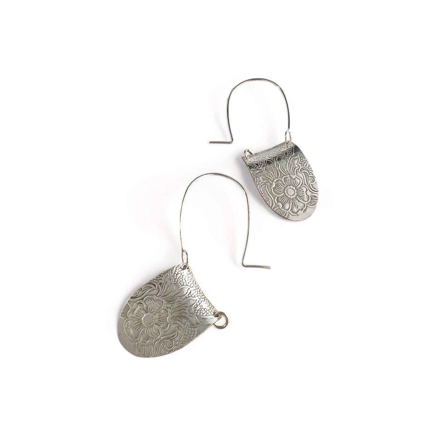 Silver Floral Hoop Earrings