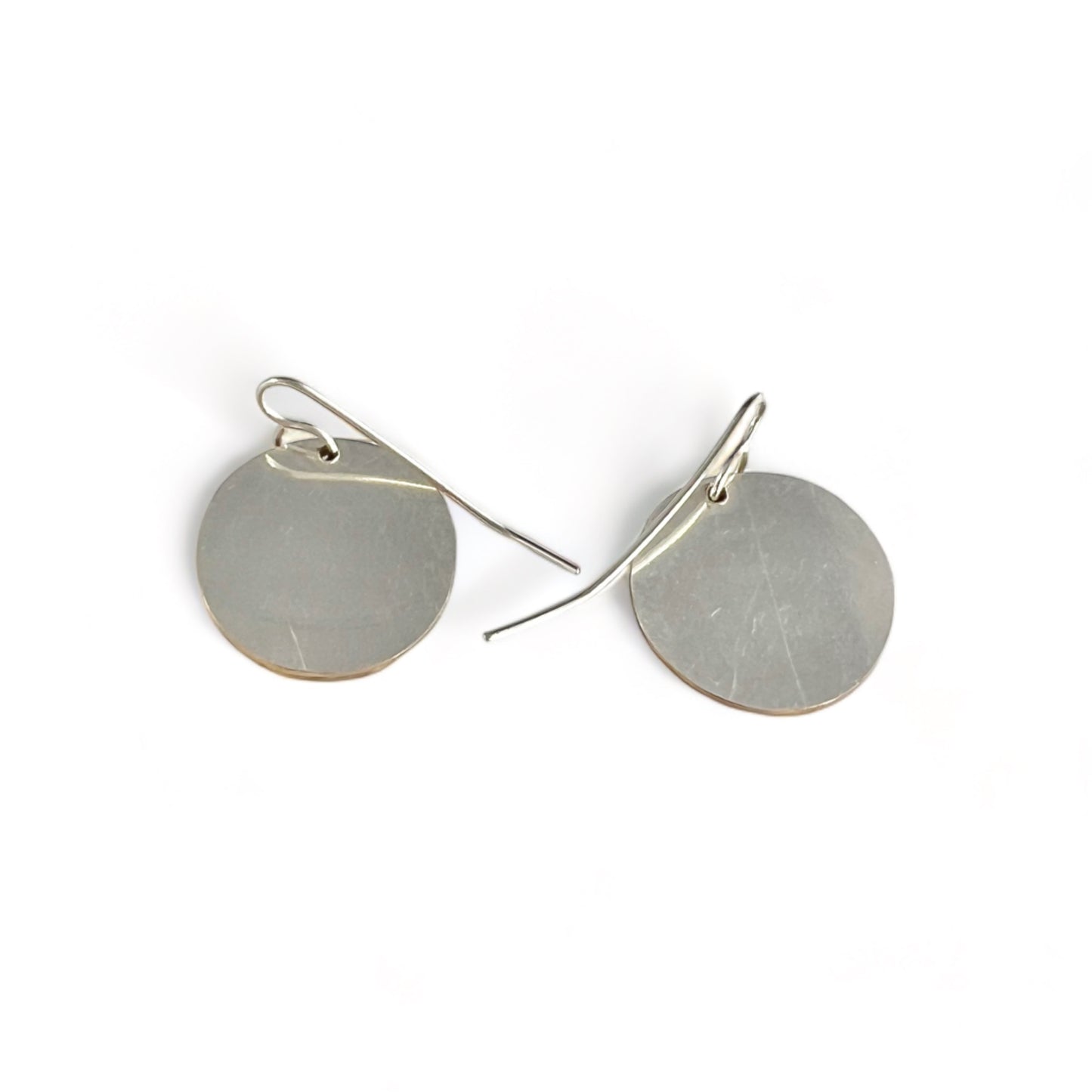 Silver and Brass Moon Drop Earrings