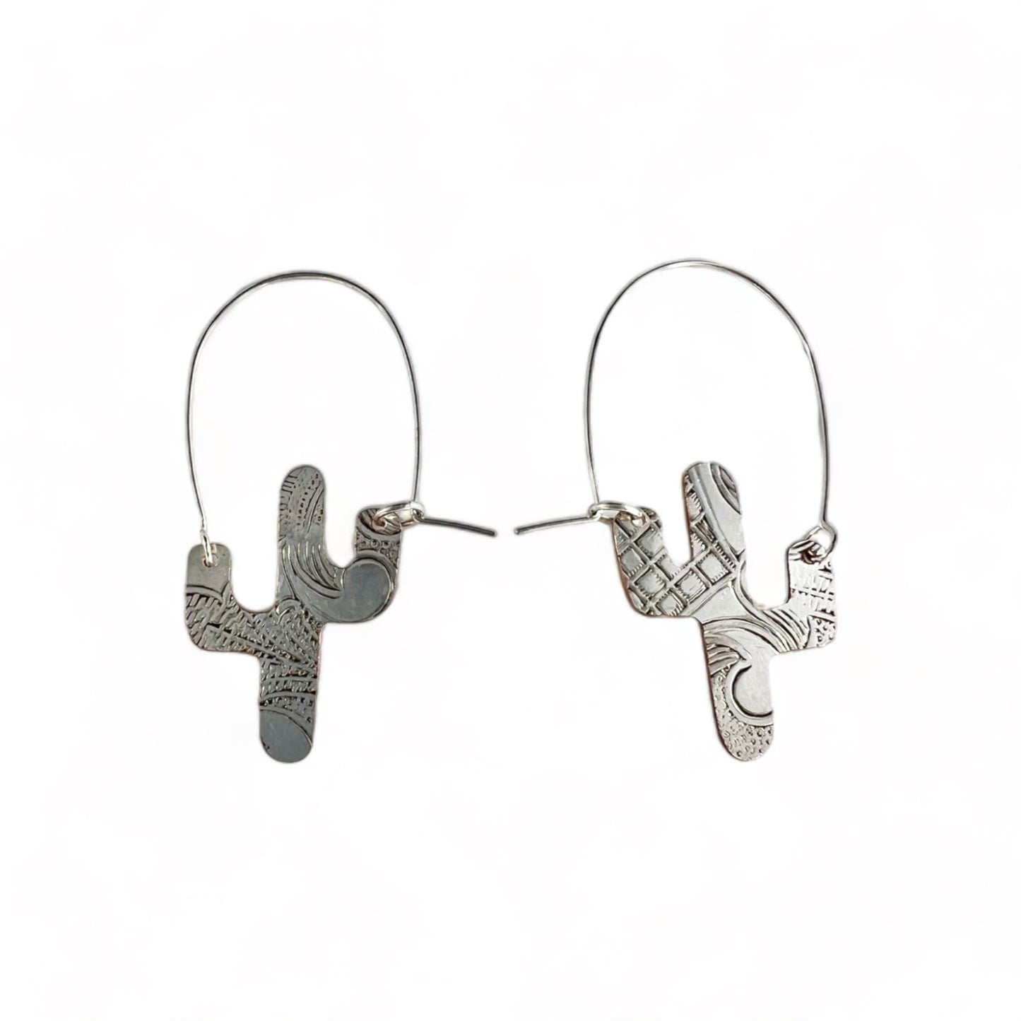 Silver Cactus Hoop Earrings