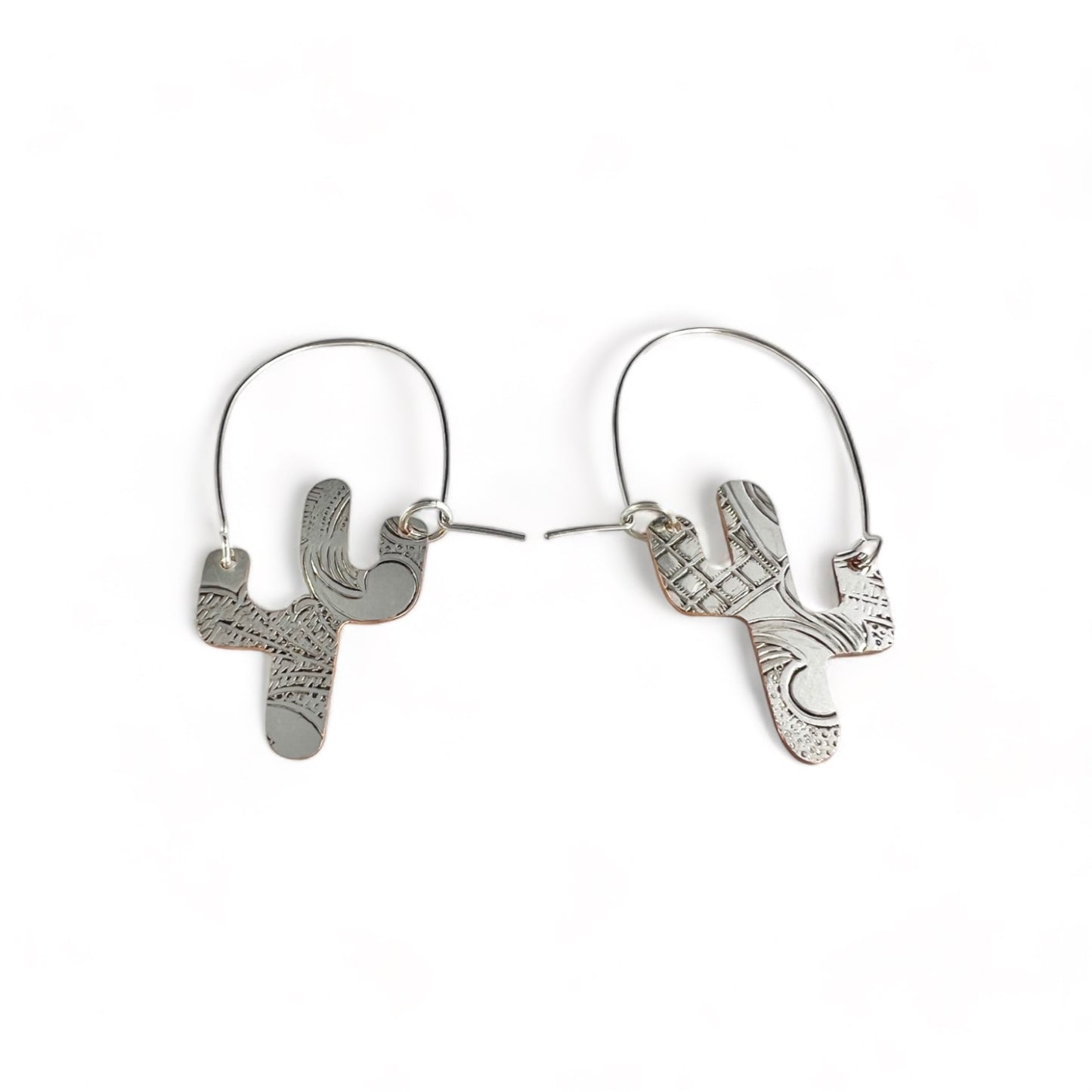 Silver Cactus Hoop Earrings