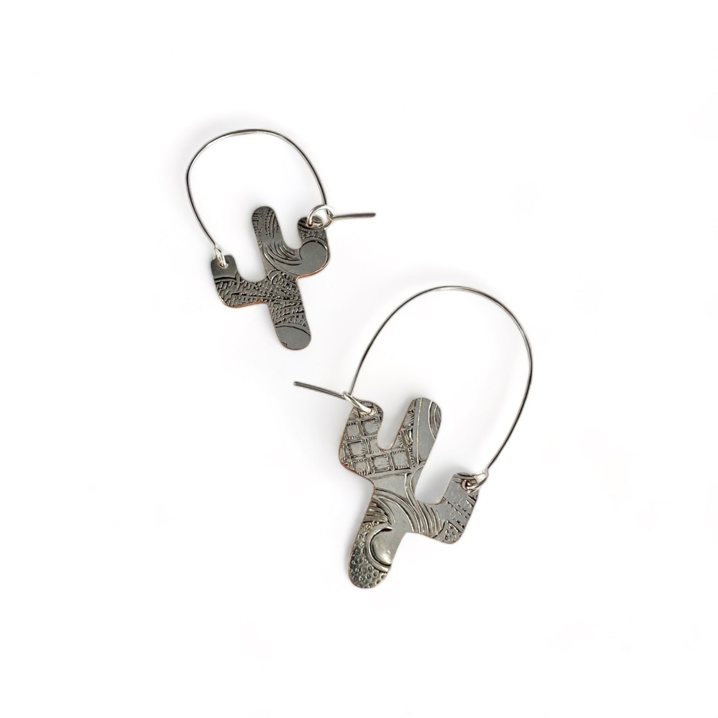 Silver Cactus Hoop Earrings