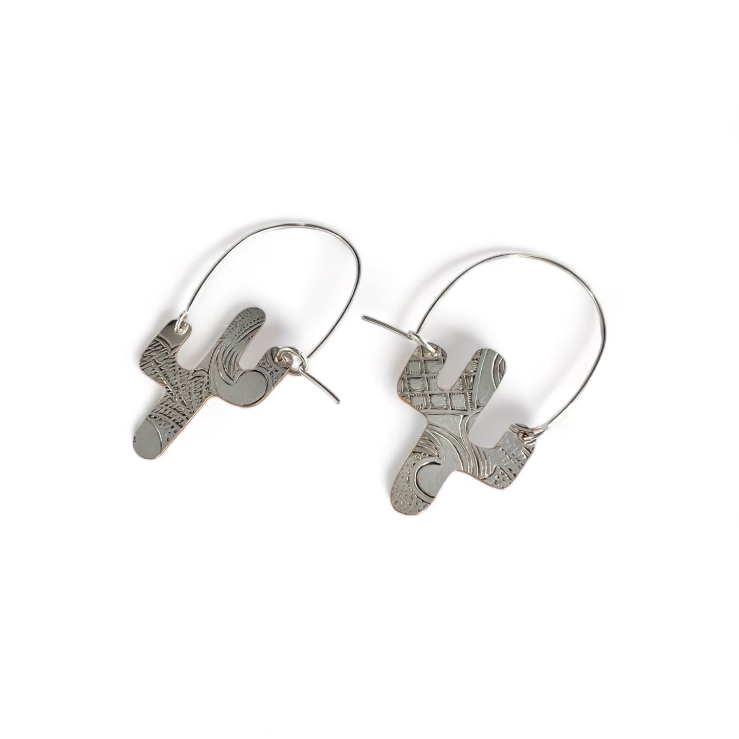 Silver Cactus Hoop Earrings