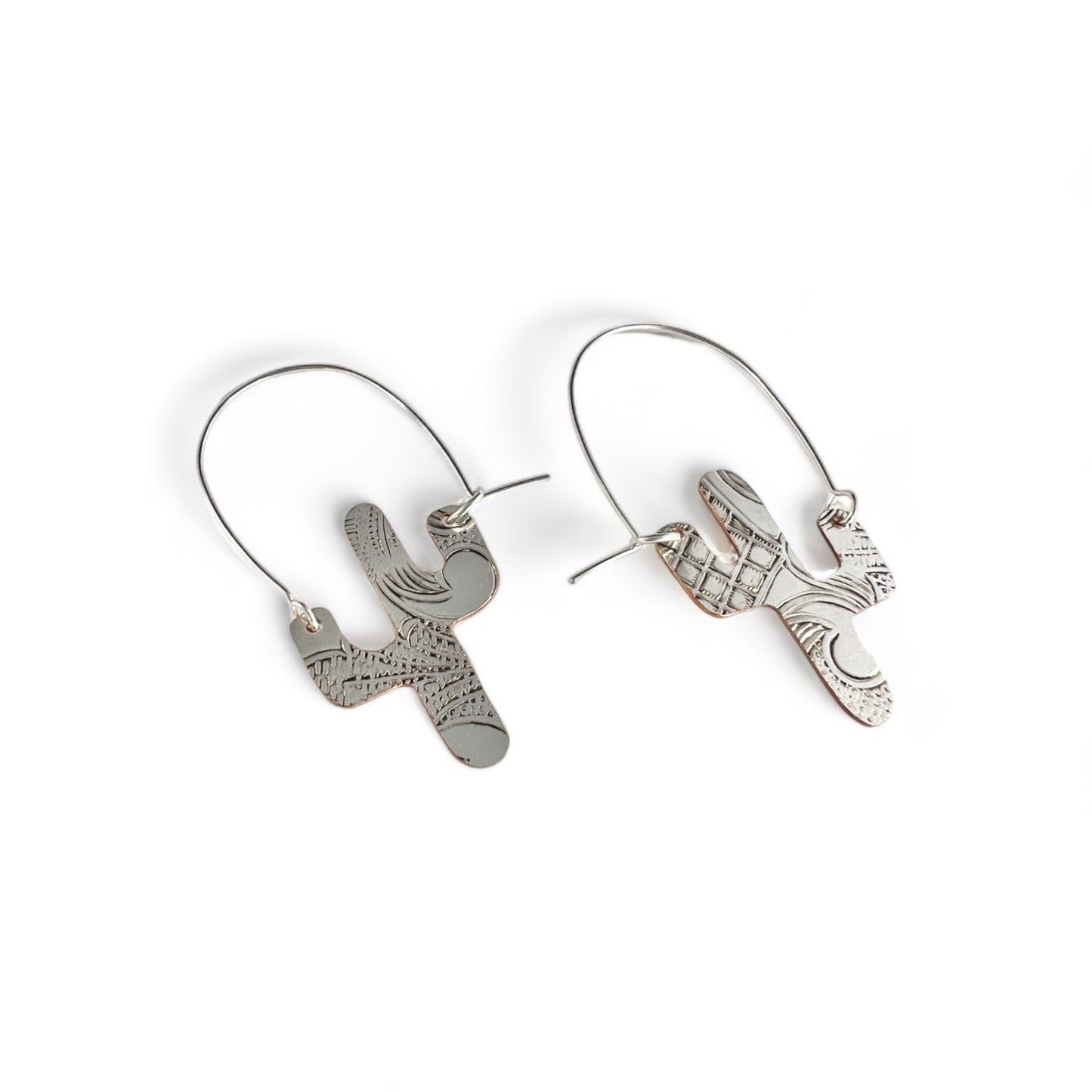 Silver Cactus Hoop Earrings