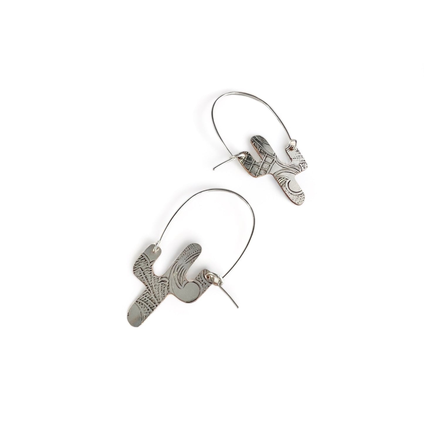 Silver Cactus Hoop Earrings