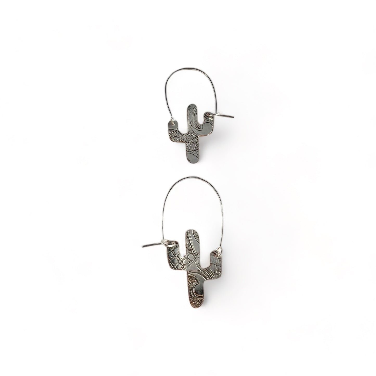 Silver Cactus Hoop Earrings