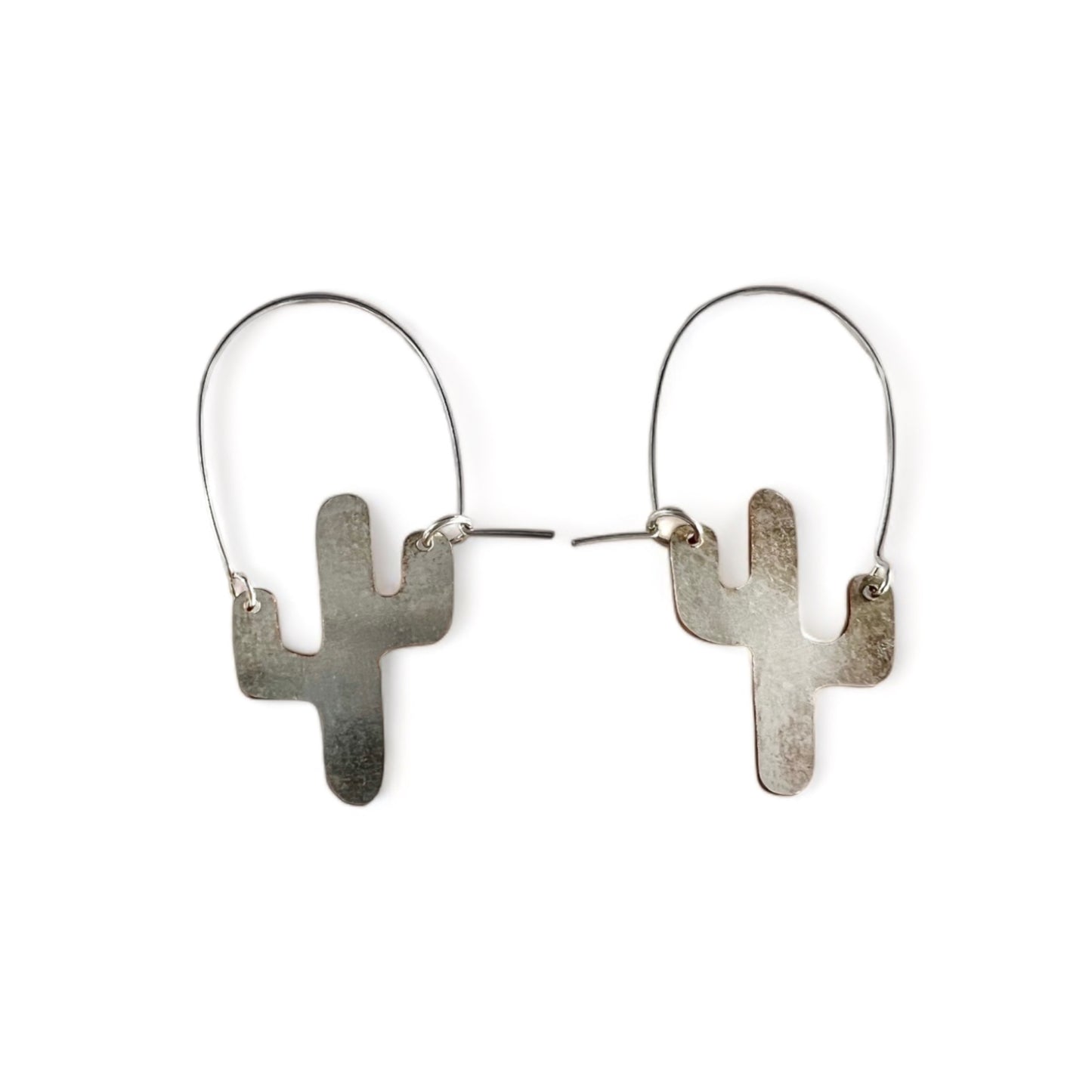 Silver Cactus Hoop Earrings
