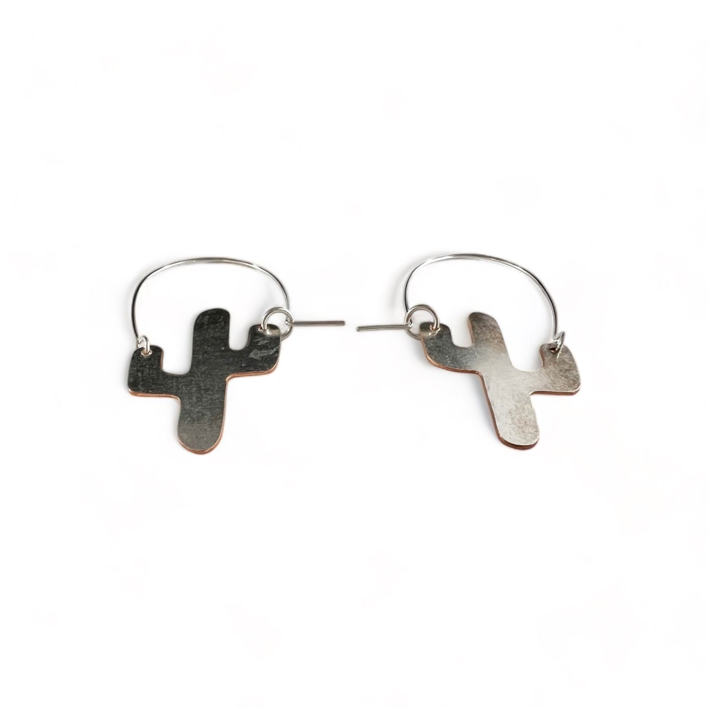 Silver Cactus Hoop Earrings