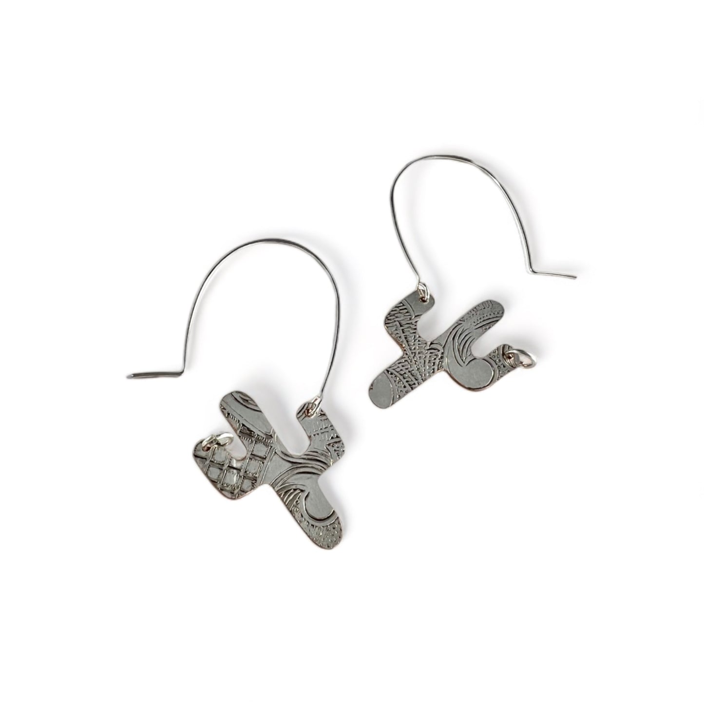 Silver Cactus Hoop Earrings