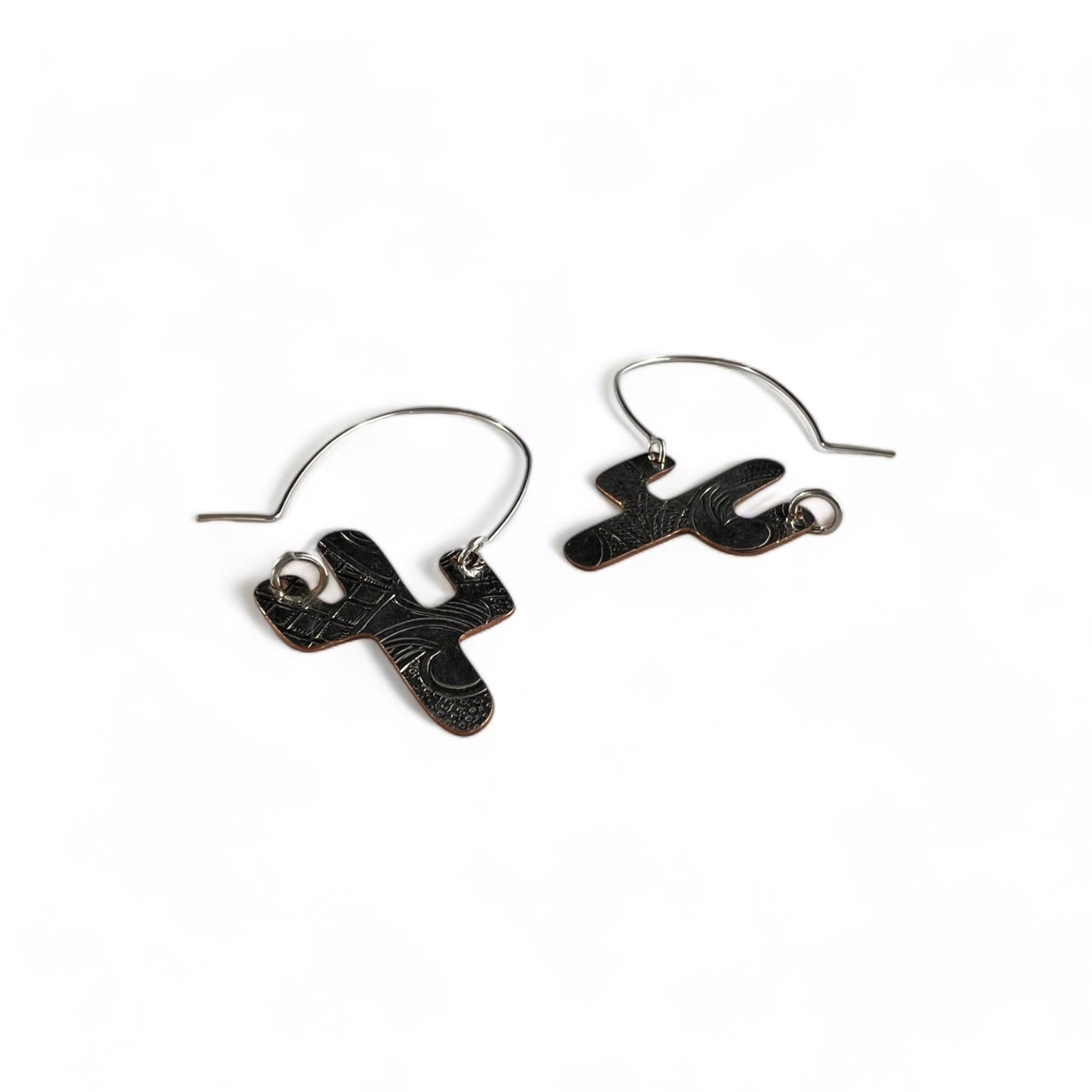 Silver Cactus Hoop Earrings