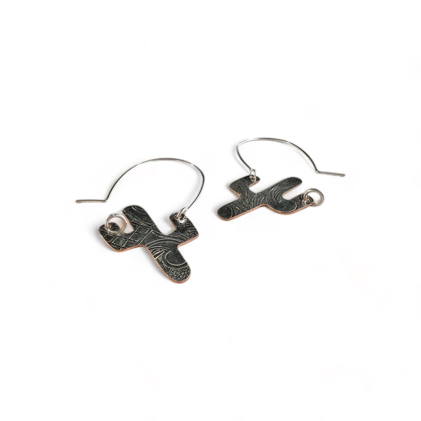 Silver Cactus Hoop Earrings
