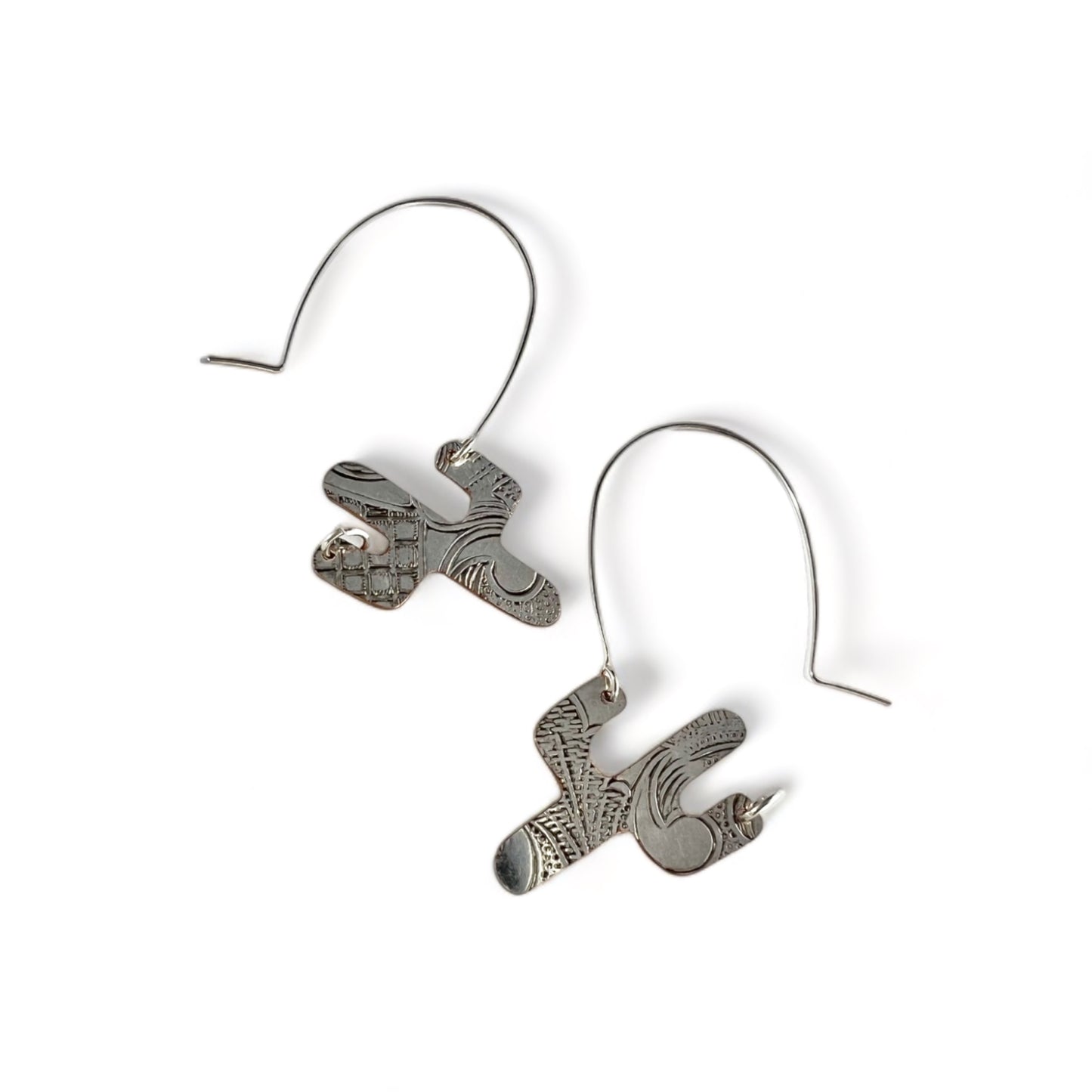 Silver Cactus Hoop Earrings