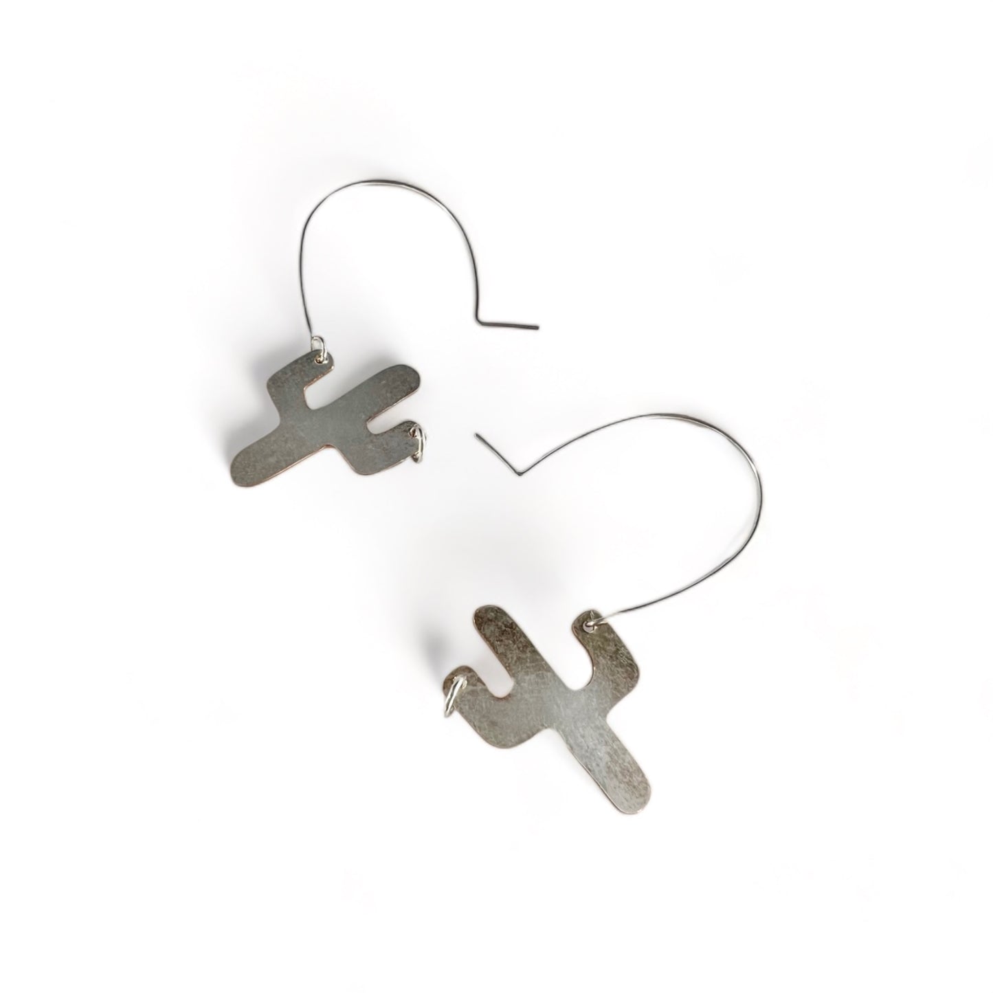 Silver Cactus Hoop Earrings