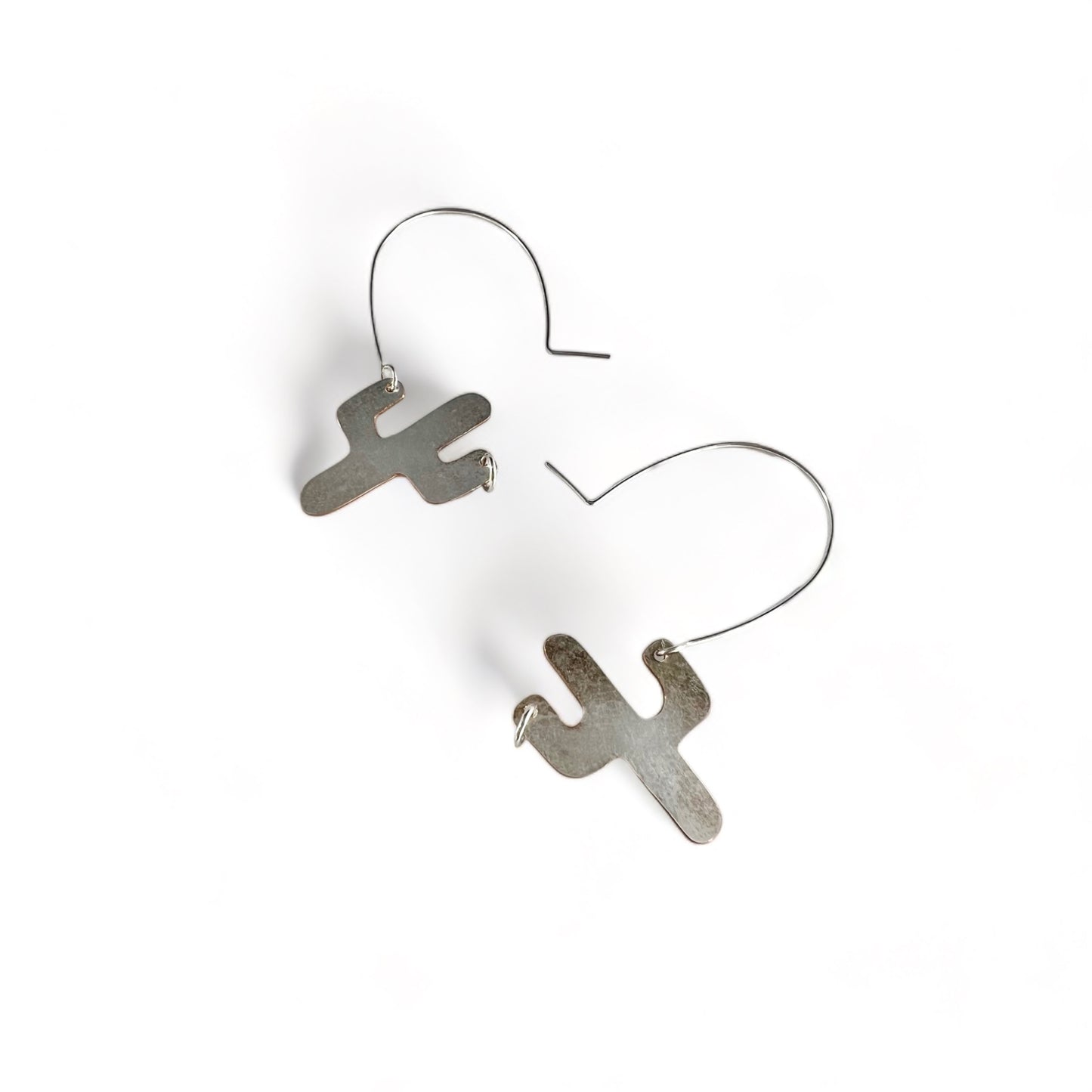 Silver Cactus Hoop Earrings