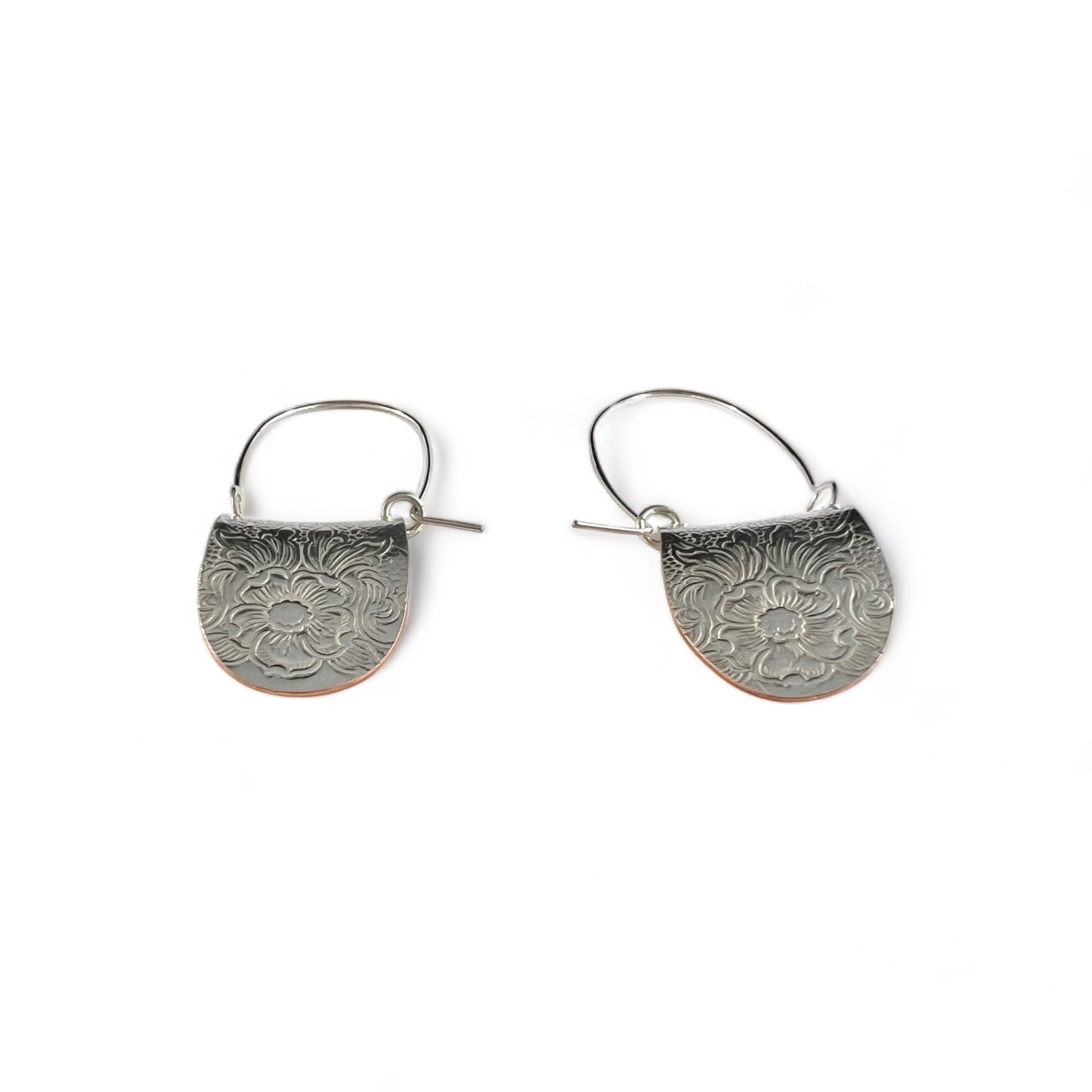 Silver Floral Hoop Earrings