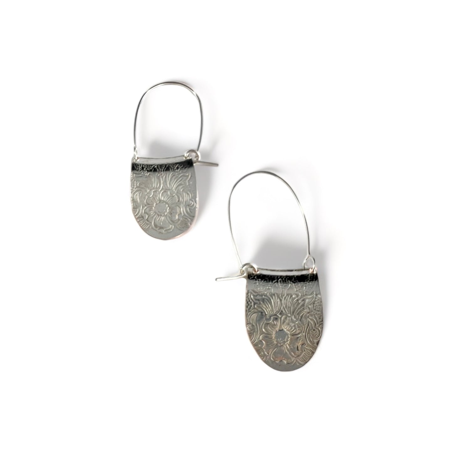 Silver Floral Hoop Earrings