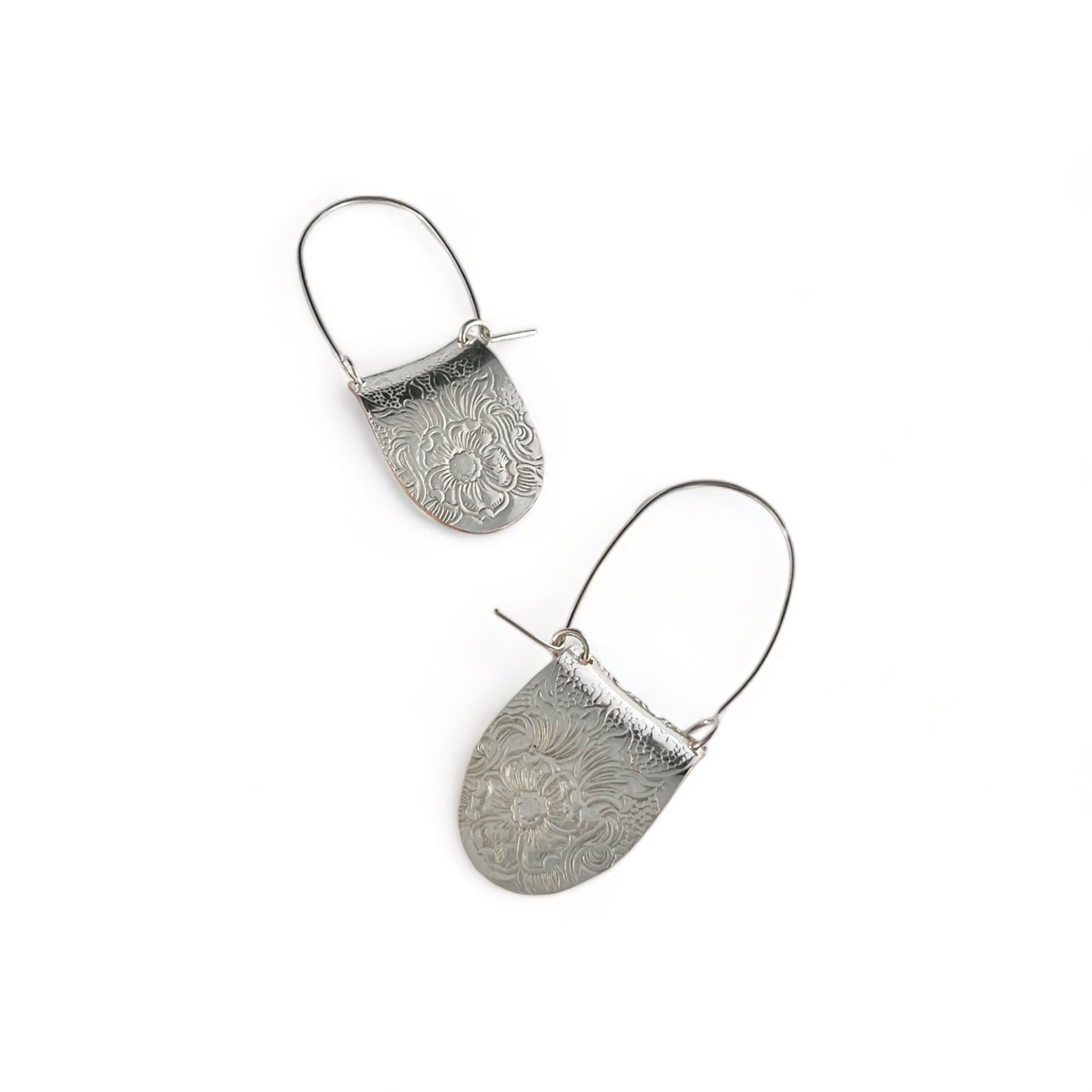 Silver Floral Hoop Earrings